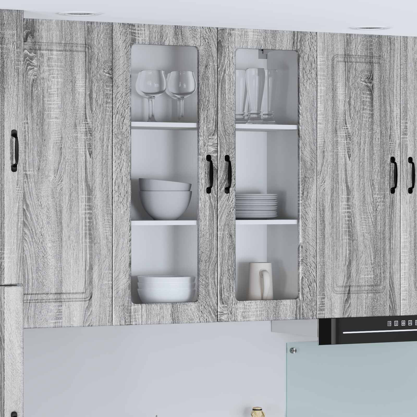 vidaXL Wandglas-Schrank LUCCA Graues Sonoma 80 x 31 x 100 cm