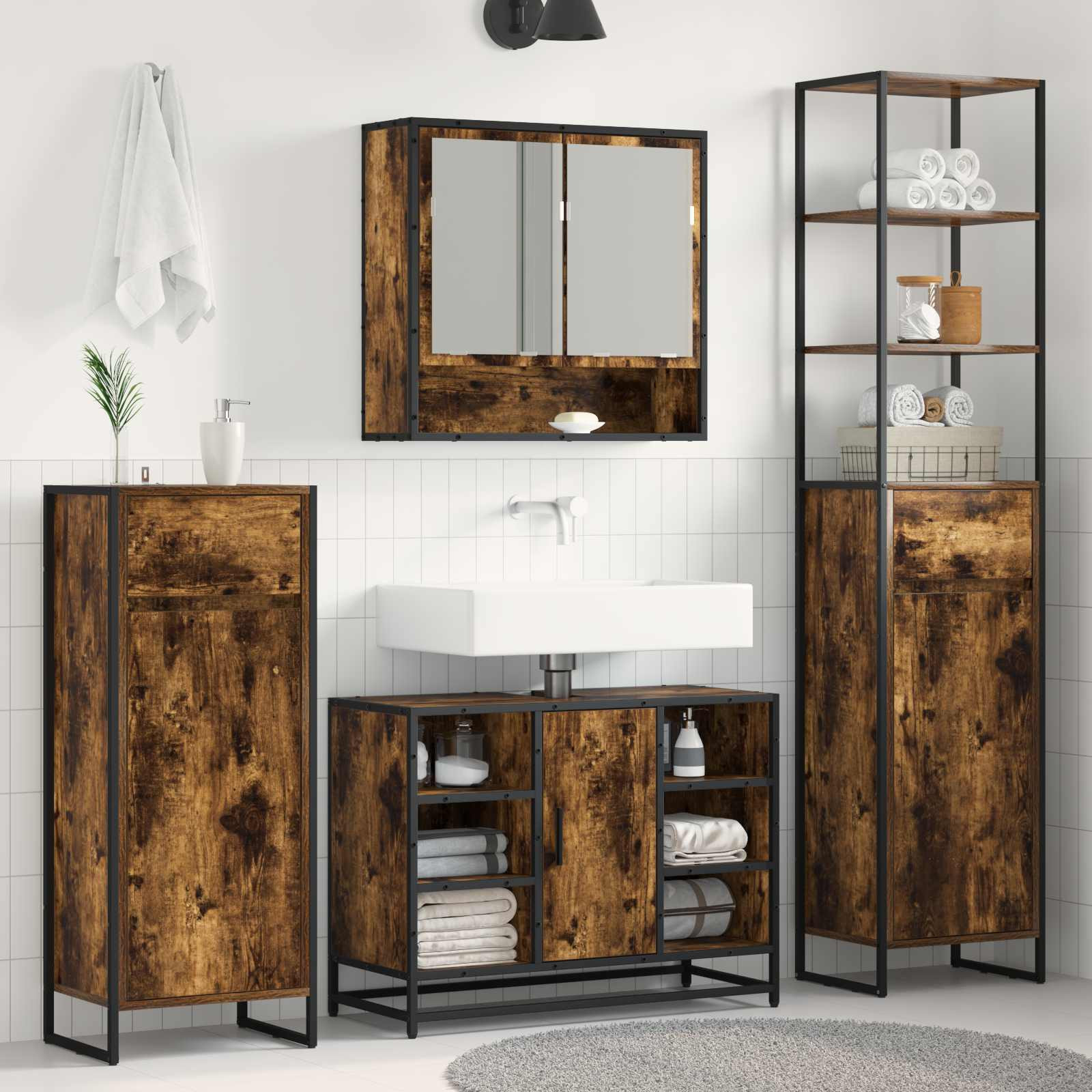 vidaXL Badezimmerschrank Raucharbe 40 x 30 x 100 cm Holzwerkstoff