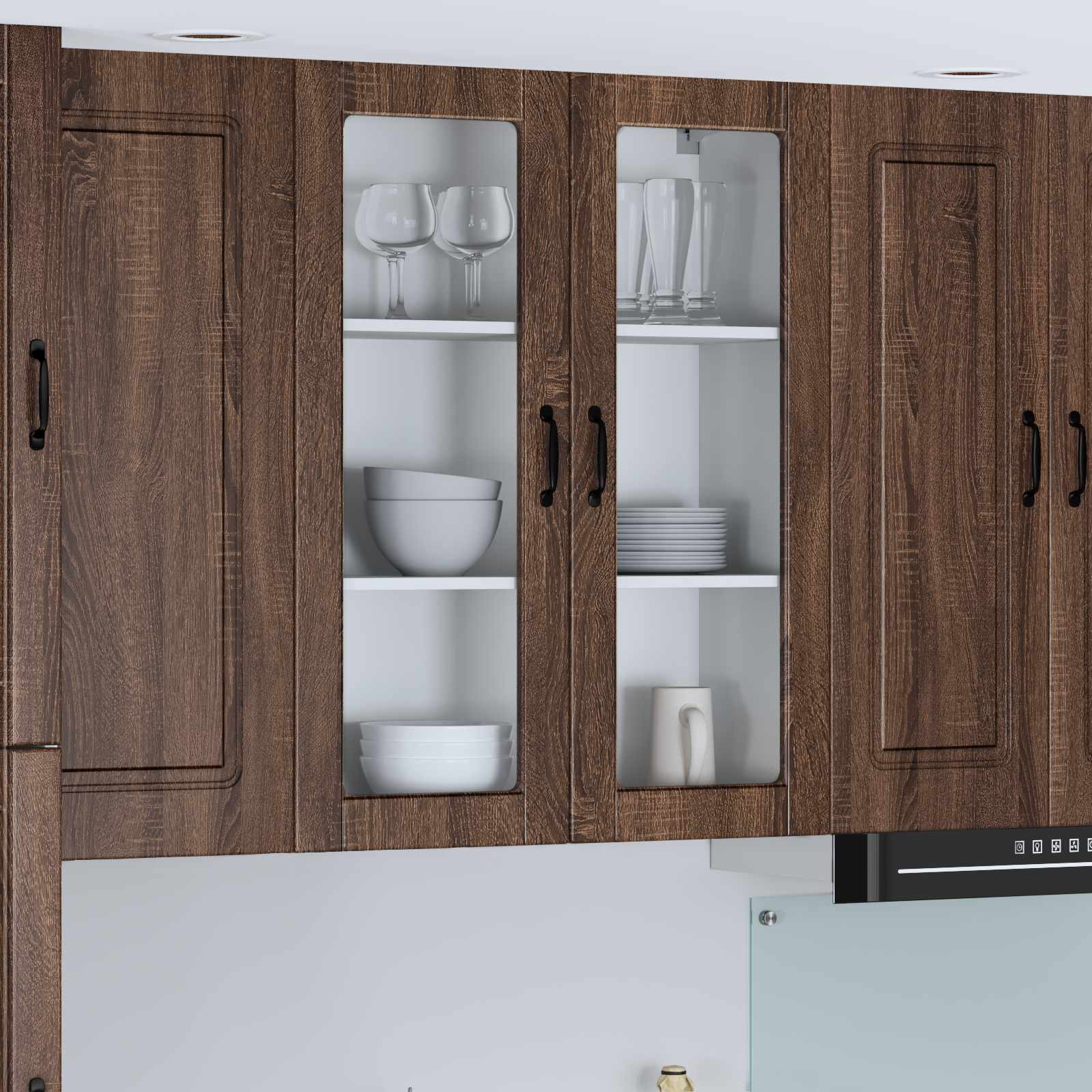 vidaXL Wandglas-Schrank LUCCA Brauneiche 80 x 31 x 100 cm