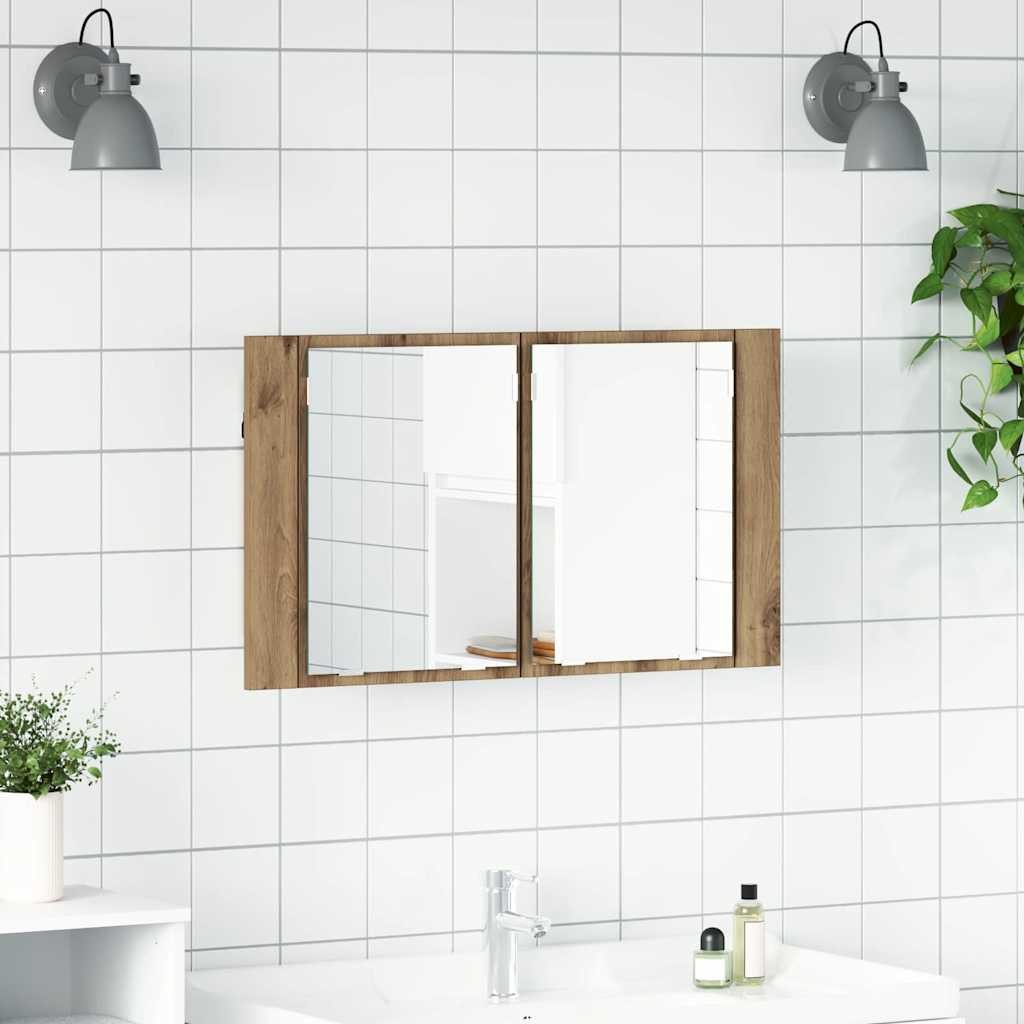 vidaXL Badezimmerspiegelschrank Artisan-Eiche 80 x 12 x 45 cm