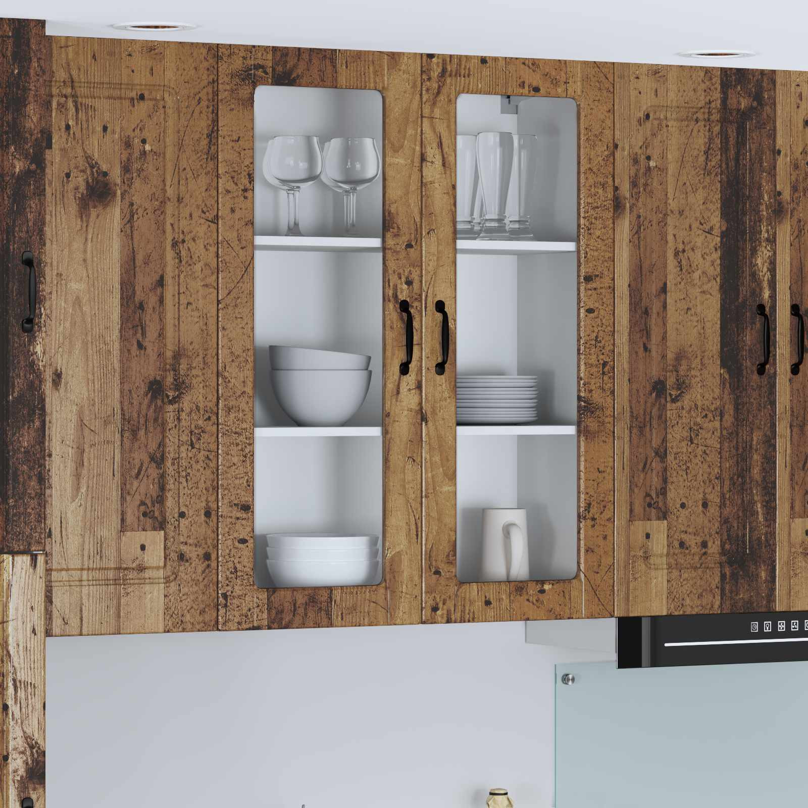 vidaXL Wandglas-Schrank LUCCA Altholz 80 x 31 x 100 cm Holzwerkstoff