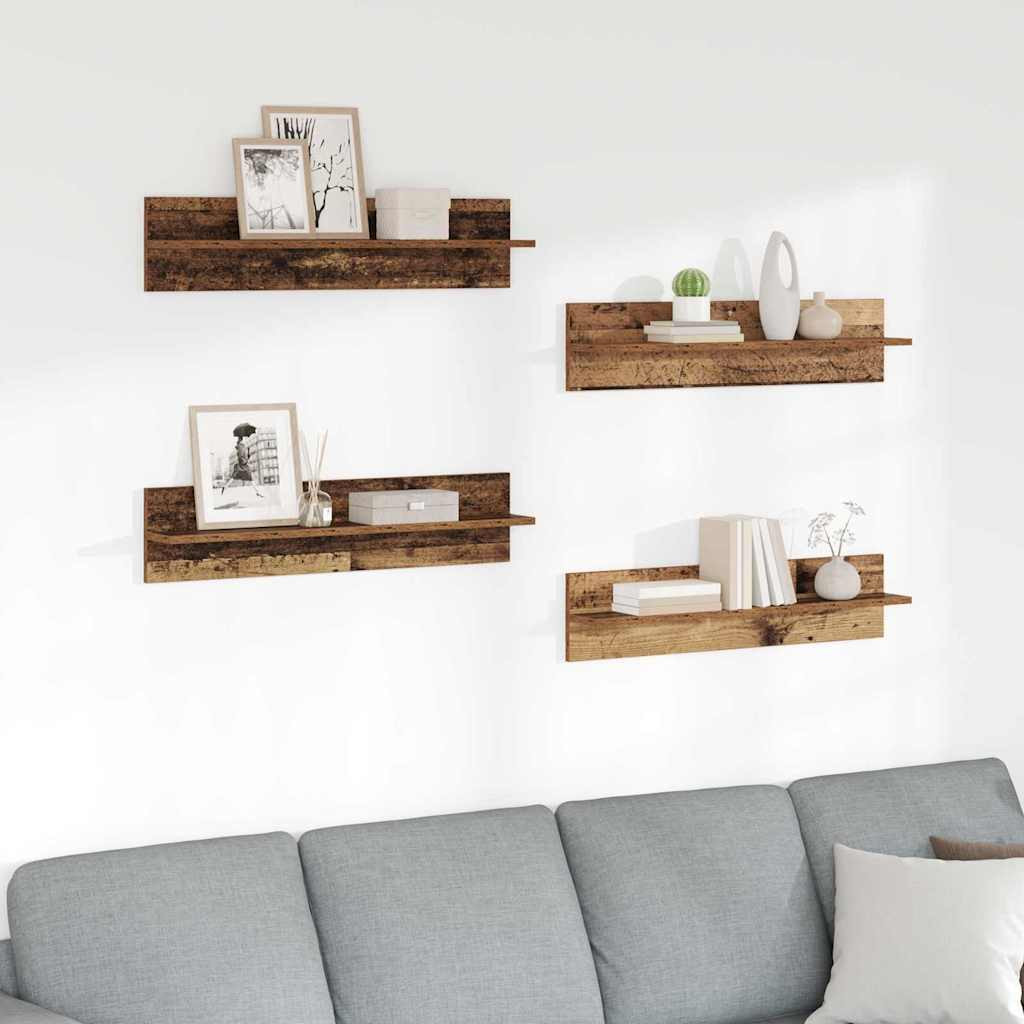 vidaXL Wandregale 4 pcs Altholz 80 x 11,5 x 18 cm Holzwerkstoff