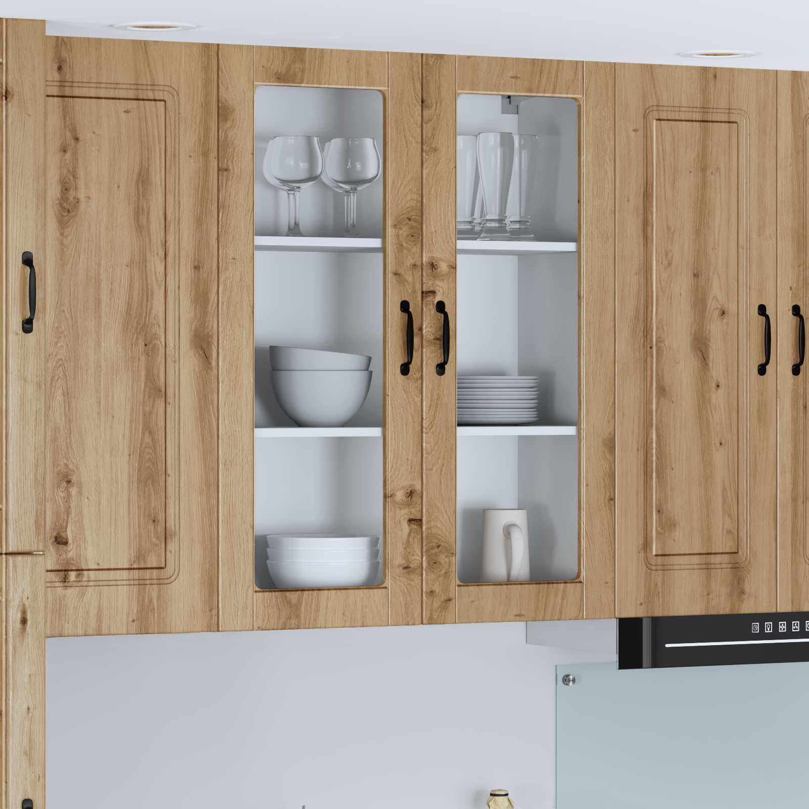 vidaXL Wandglas-Schrank LUCCA Artisan-Eiche 80 x 31 x 100 cm