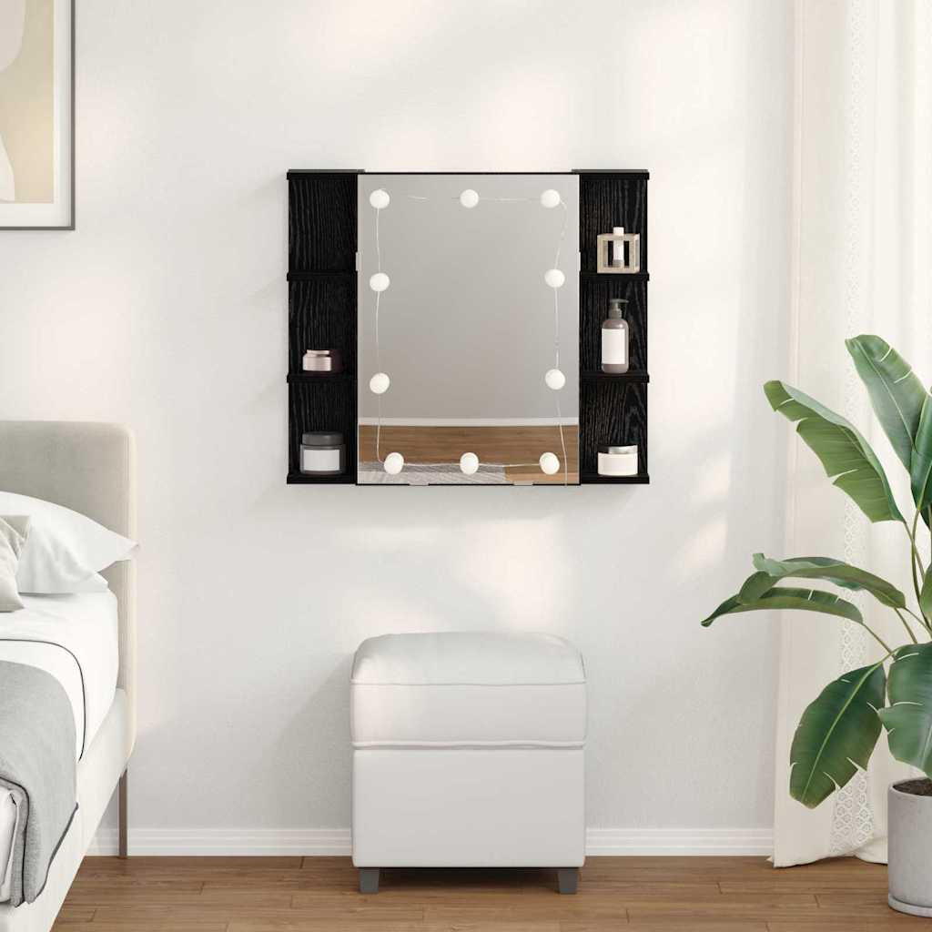 vidaXL Spiegelschrank mit Regal Schwarz Eichen-Optik 70 x 16,5 x 60 cm