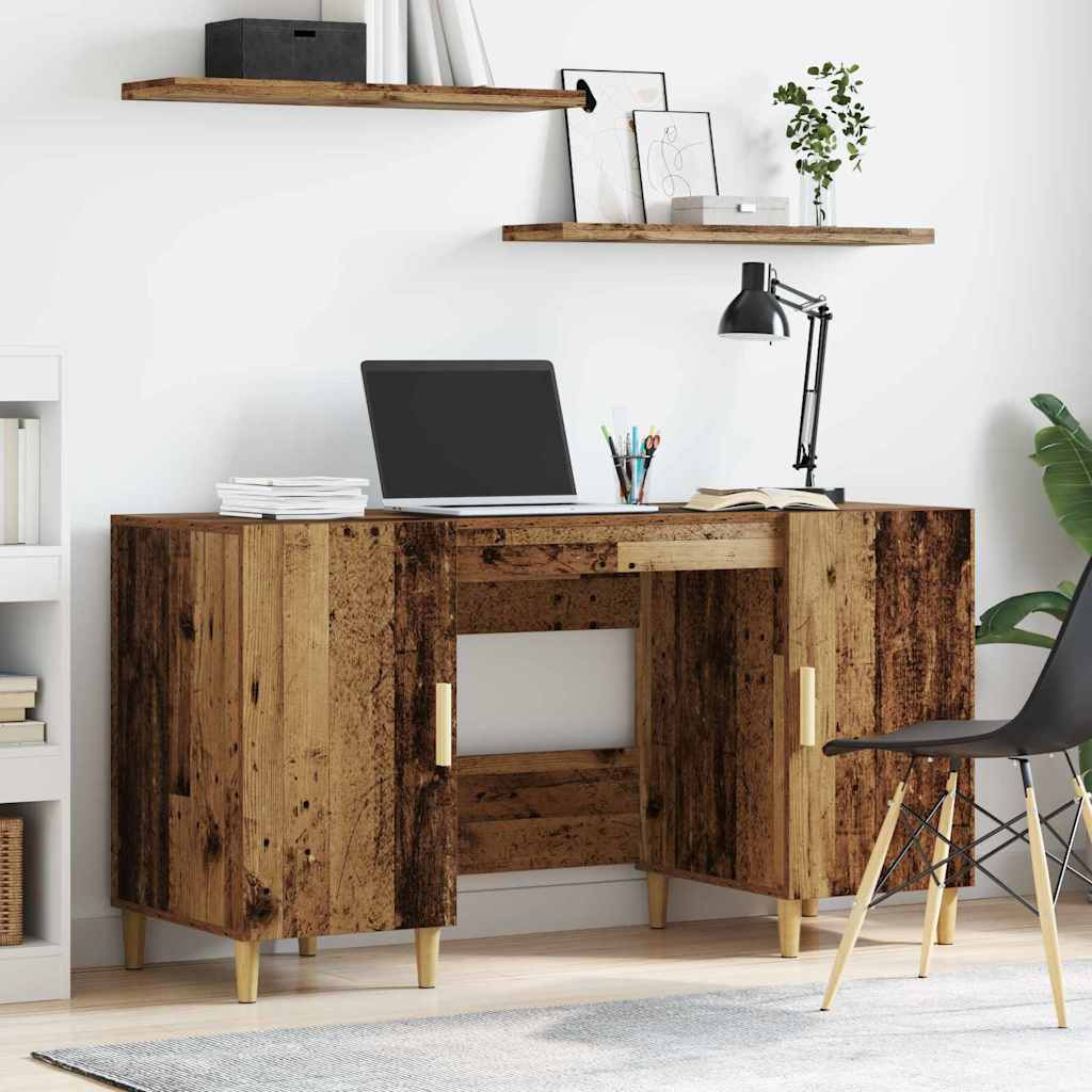 vidaXL Schreibtisch mit Regal Altholz 140 x 50 x 75 cm Holzwerkstoff