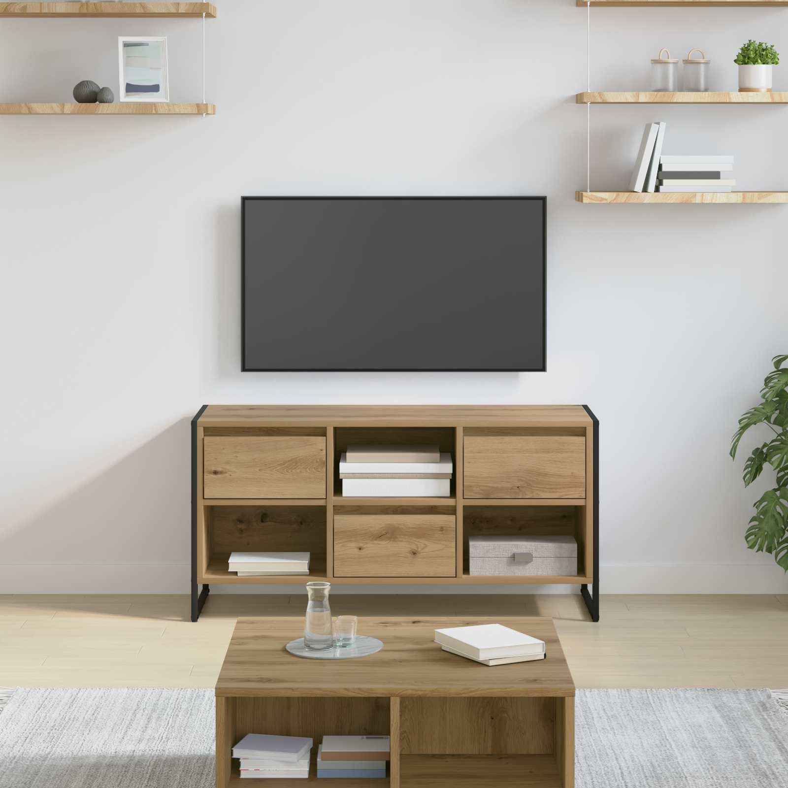 vidaXL TV-Schränk 100 x 36 x 49,5 cm Kunsthandwerk Eiche Holzwerkstoff