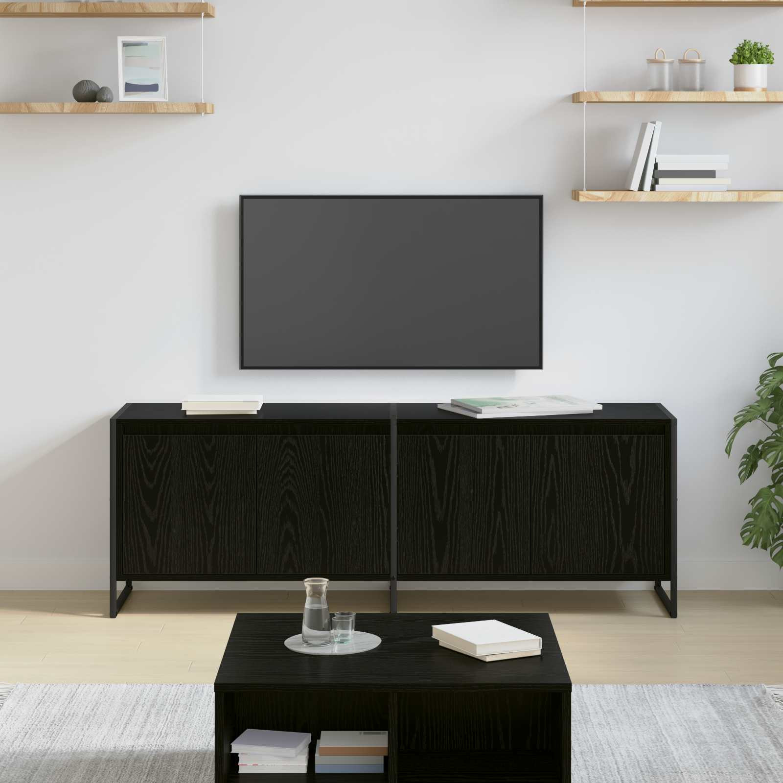 vidaXL TV-Schränk Schwarz Eichen-Optik 140 x 36 x 49,5 cm