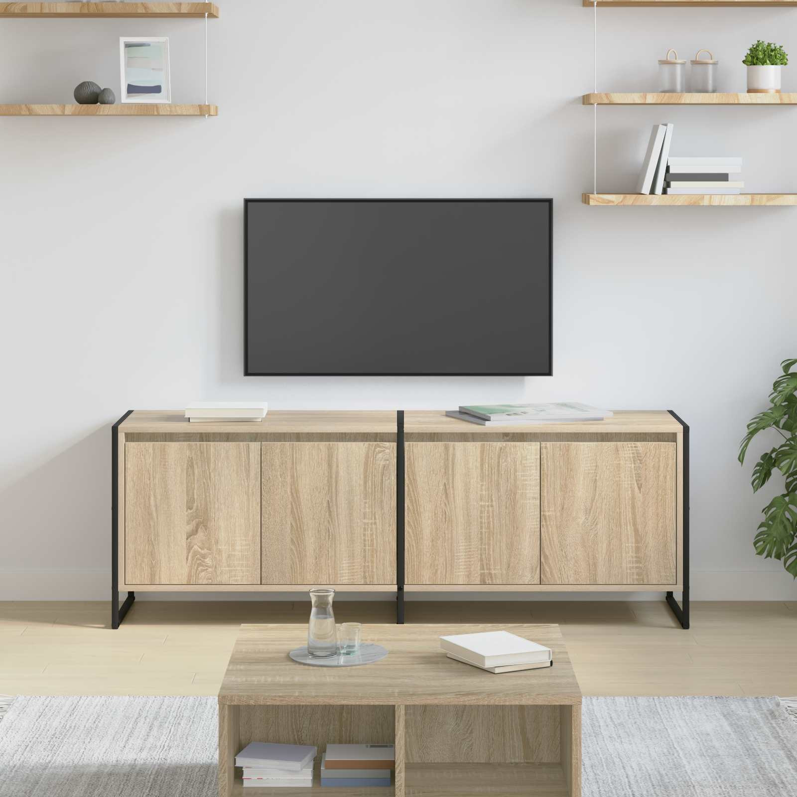 vidaXL TV-Schränk Sonoma 140 x 36 x 49,5 cm Holzwerkstoff