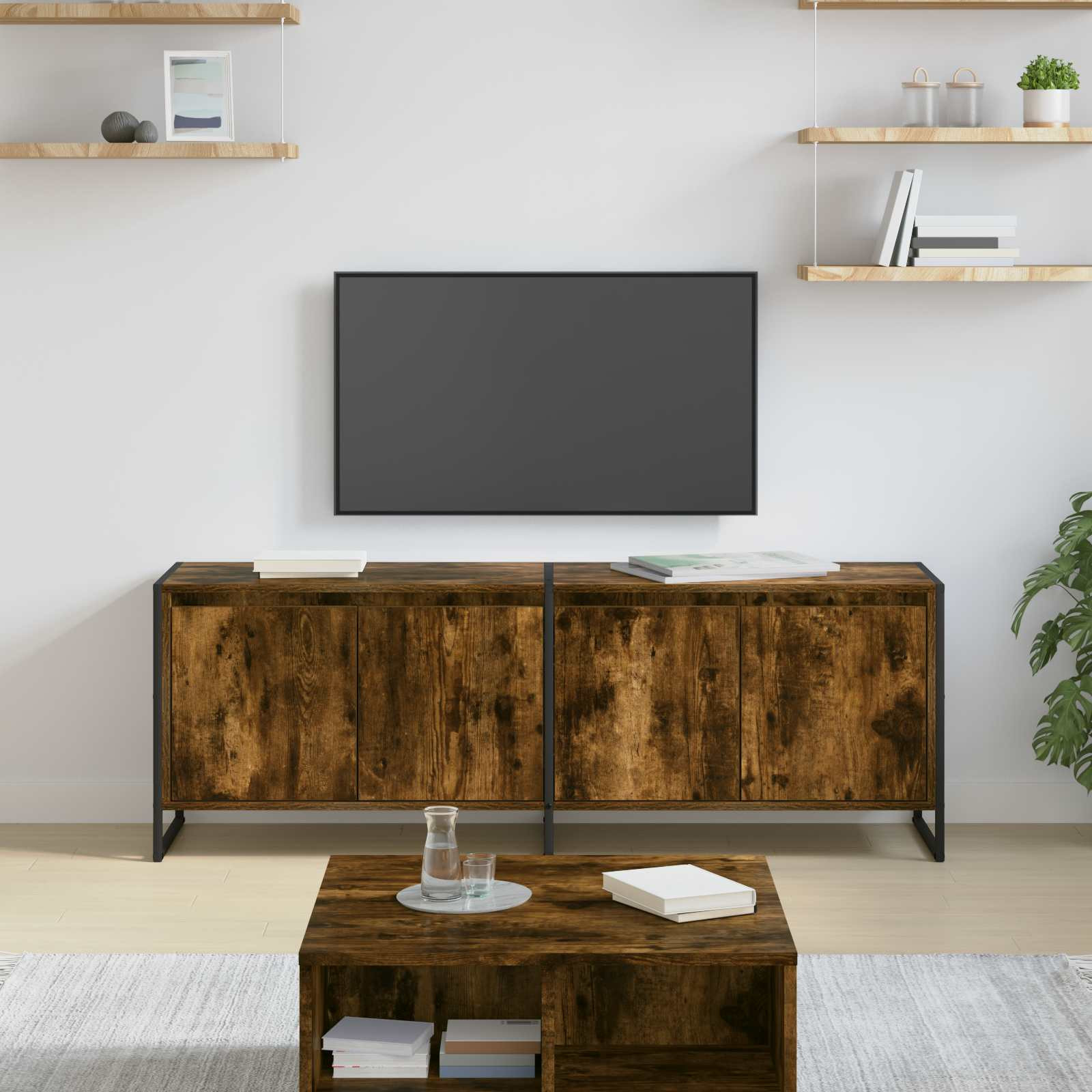 vidaXL TV-Schränk Raucharbe 140 x 36 x 49,5 cm Holzwerkstoff