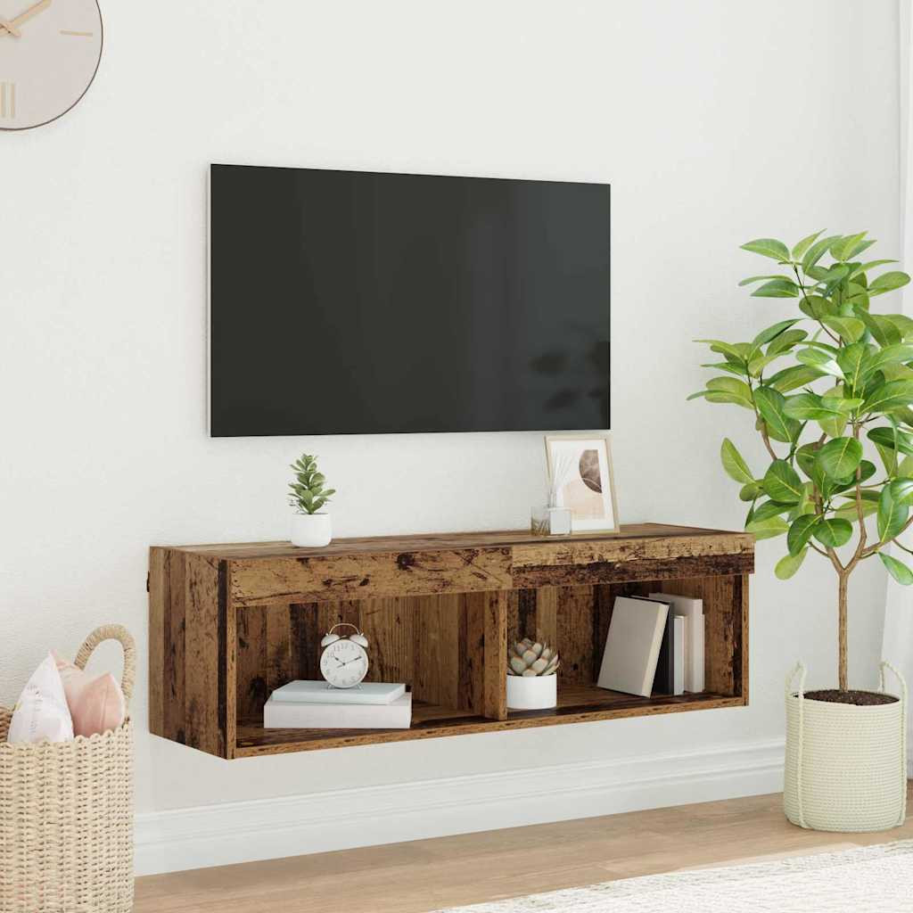 vidaXL TV-Schrankset mit LED Altholz 100 x 30 x 30 cm Holzwerkstoff