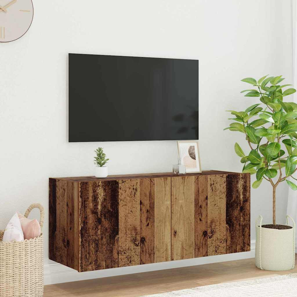 vidaXL TV-Wandschrank mit LED Altholz 100 x 35 x 41 cm Holzwerkstoff