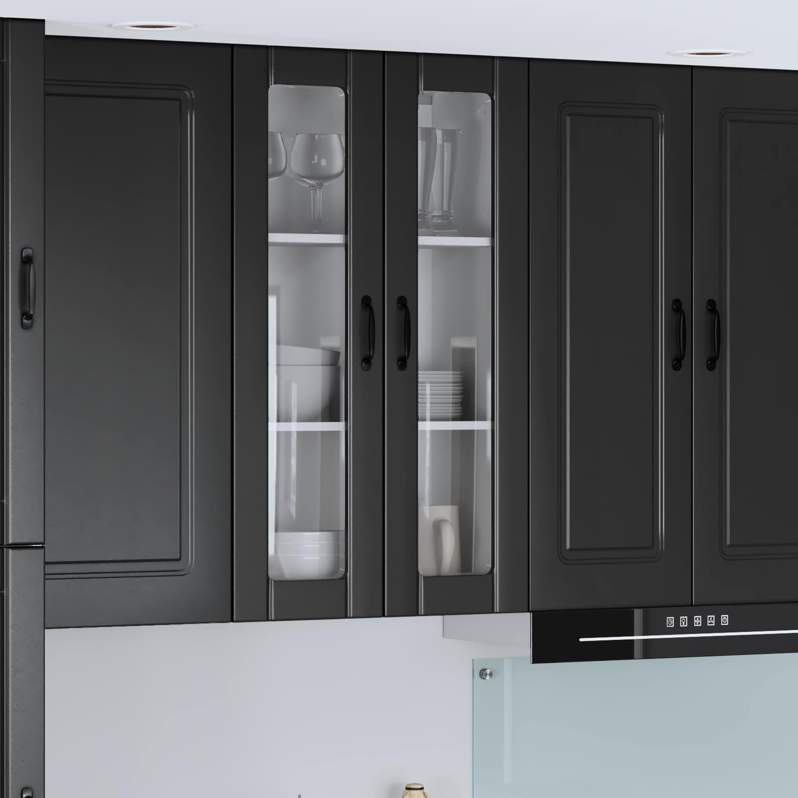 vidaXL Wandglas-Schrank LUCCA Schwarz 60 x 31 x 100 cm Holzwerkstoff