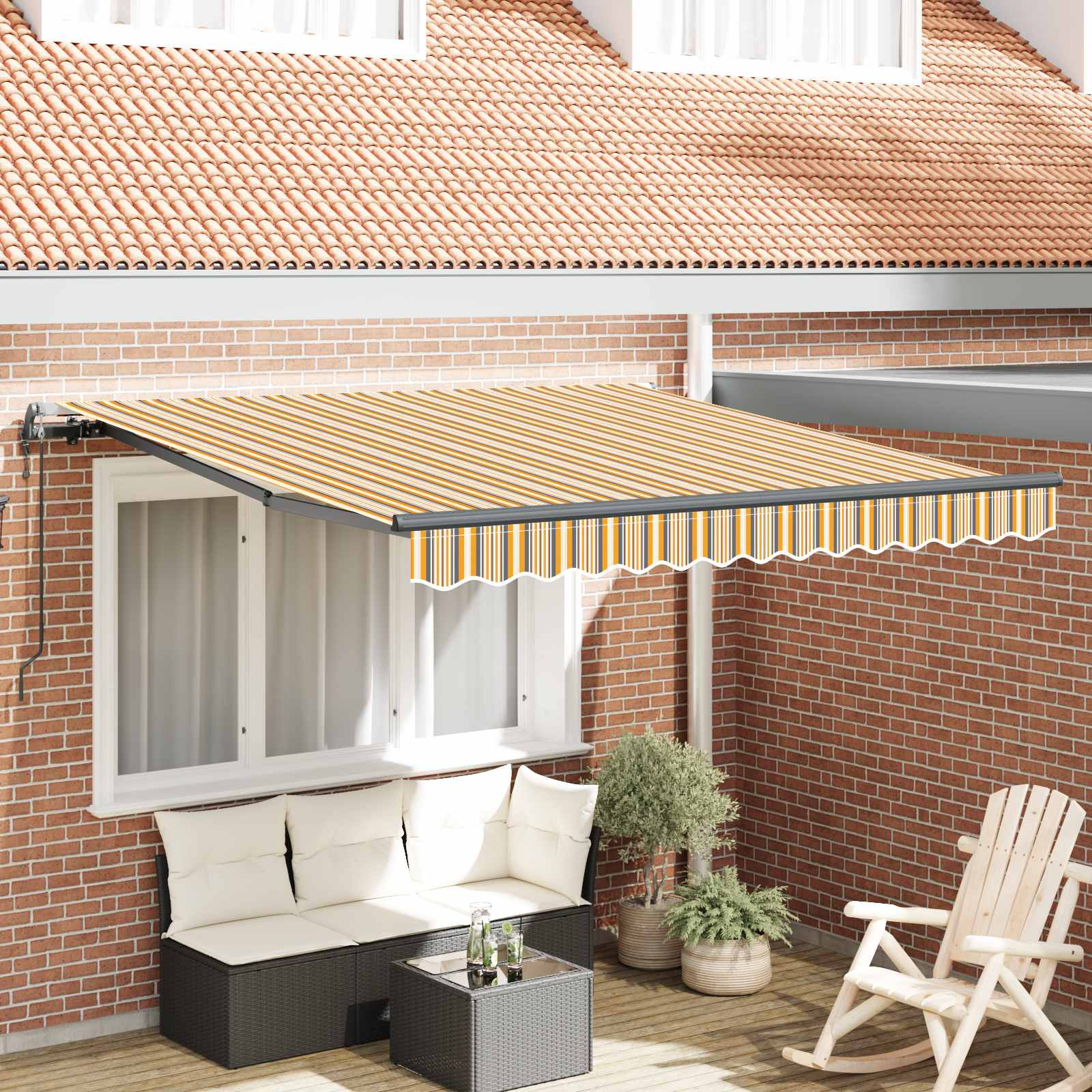 vidaXL Ausziehbare Markise Mehrfarbig 350 x 250 cm Stoff und Aluminium