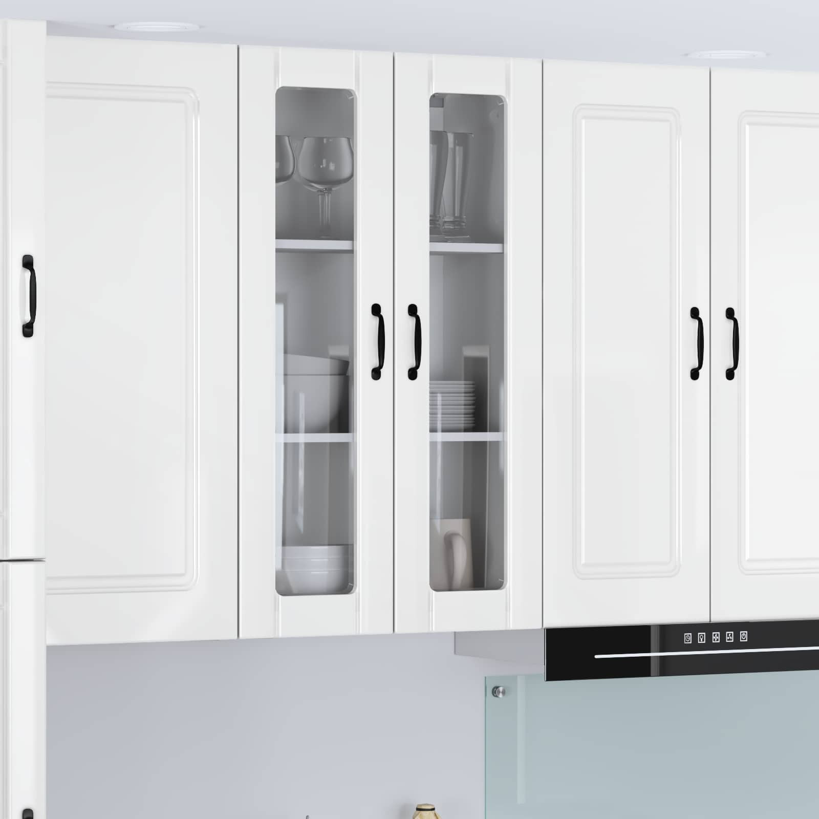 vidaXL Wandglas-Schrank LUCCA Hochglanz Weiß 60 x 31 x 100 cm