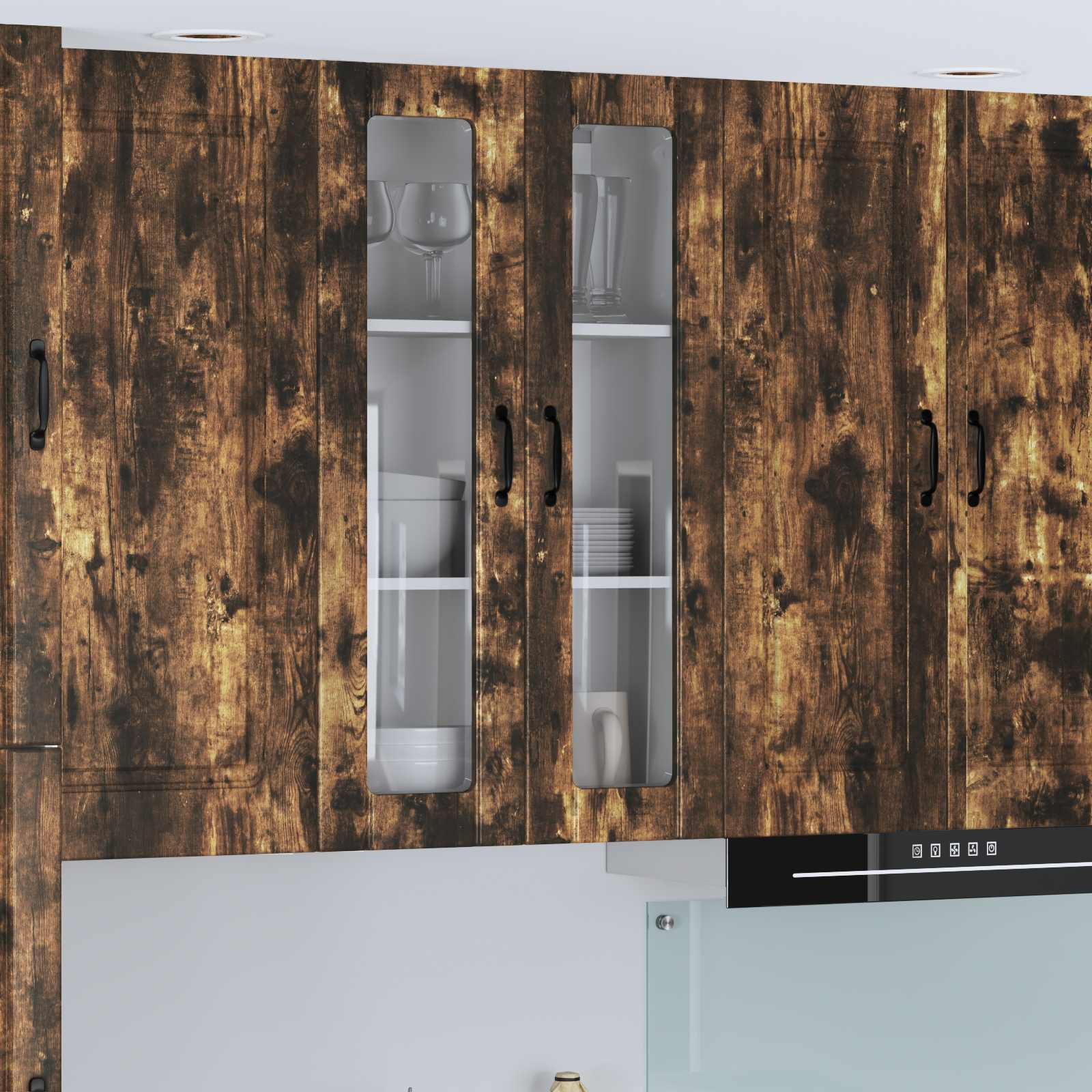 vidaXL Wandglas-Schrank LUCCA Geräucherte Eiche 60 x 31 x 100 cm