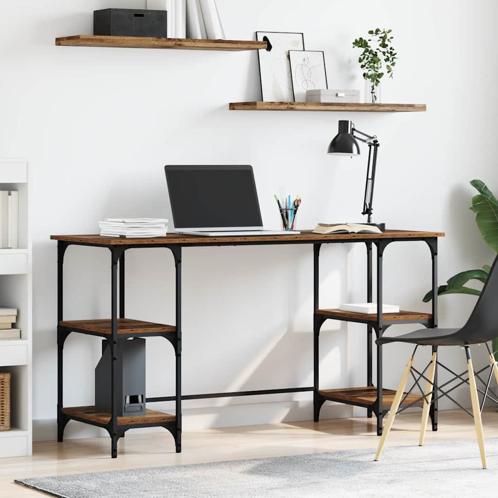 vidaXL Schreibtisch mit Regal Altholz 140 x 50 x 75 cm Holzwerkstoff