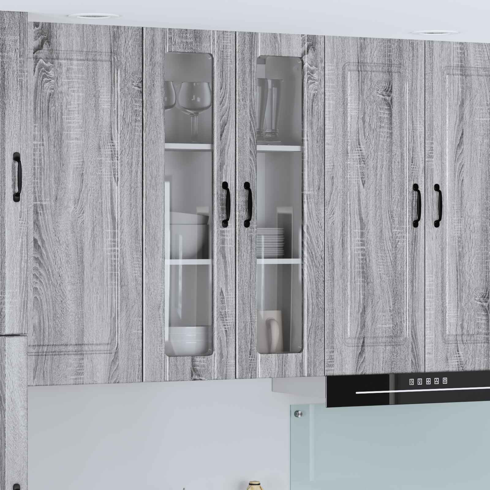 vidaXL Wandglas-Schrank LUCCA Graues Sonoma 60 x 31 x 100 cm