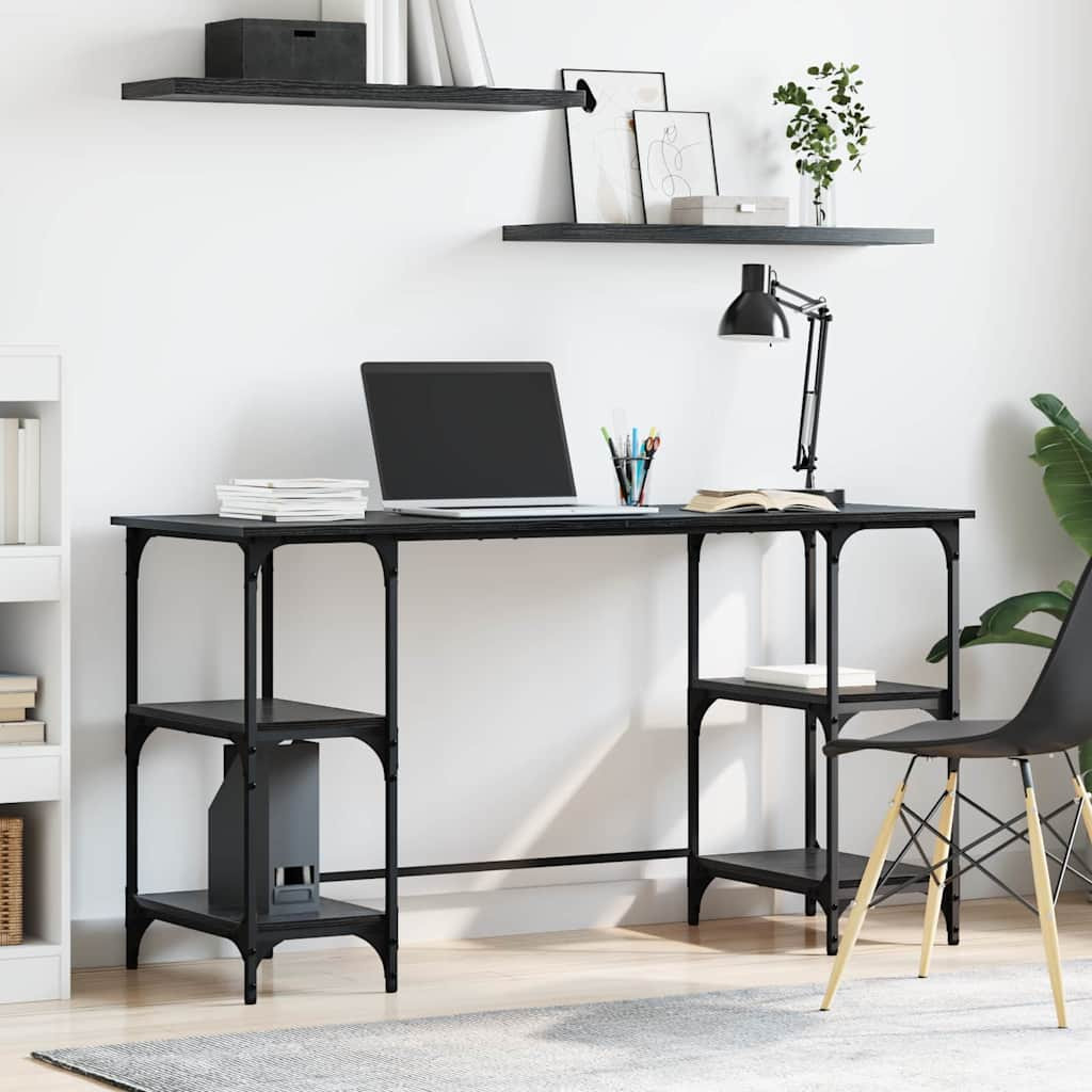 vidaXL Schreibtisch mit Regal Schwarz Eichen-Optik 140 x 50 x 75 cm
