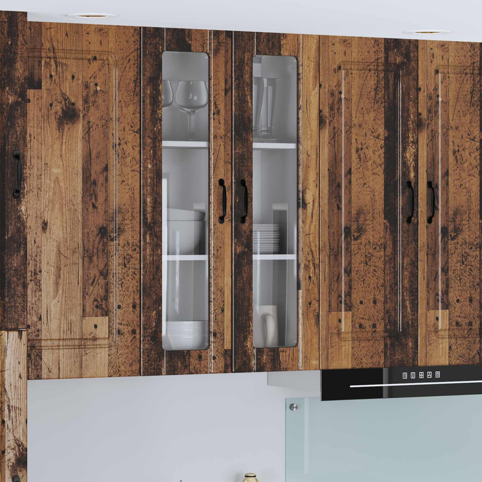 vidaXL Wandglas-Schrank LUCCA Altholz 60 x 31 x 100 cm Holzwerkstoff