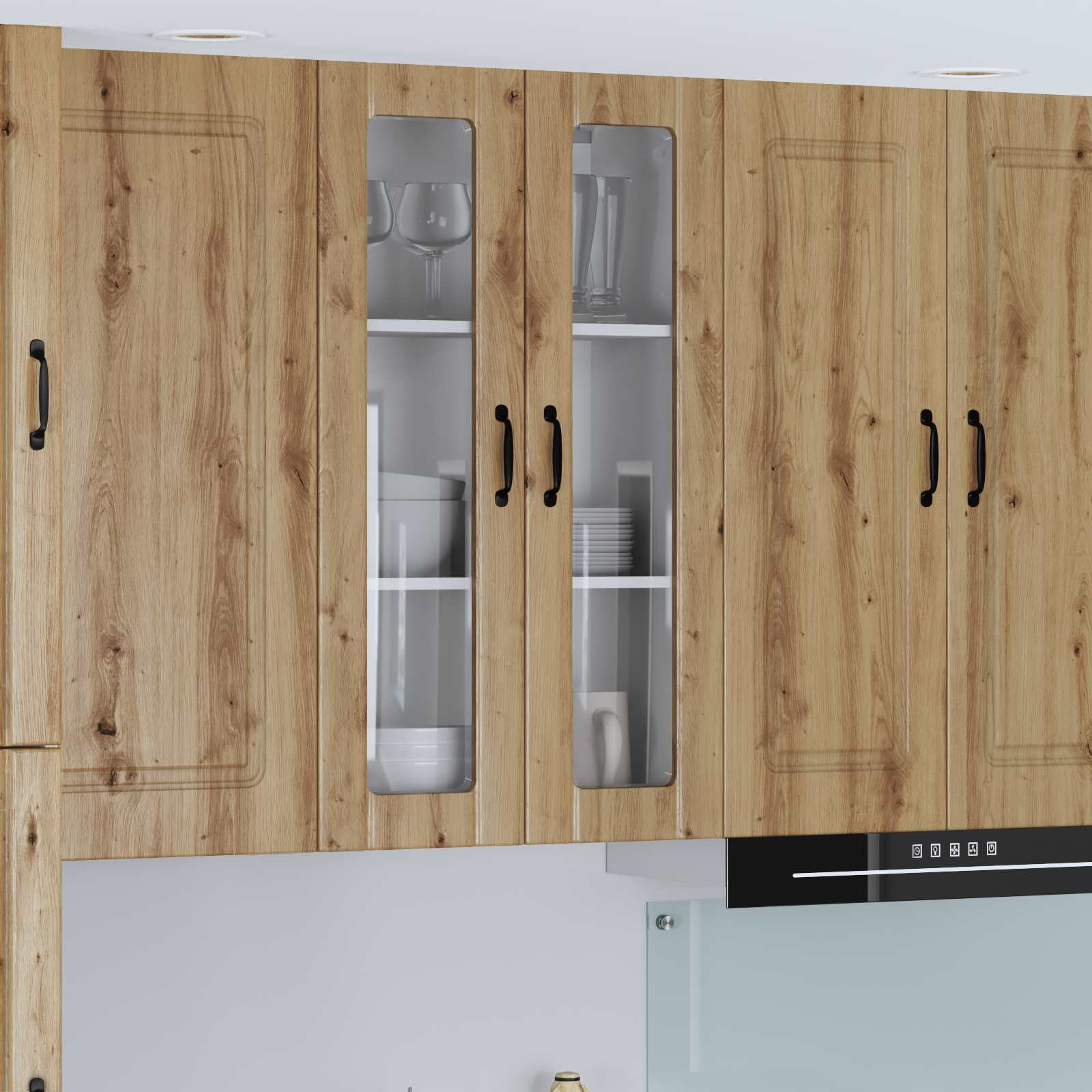 vidaXL Wandglas-Schrank LUCCA Artisan-Eiche 60 x 31 x 100 cm