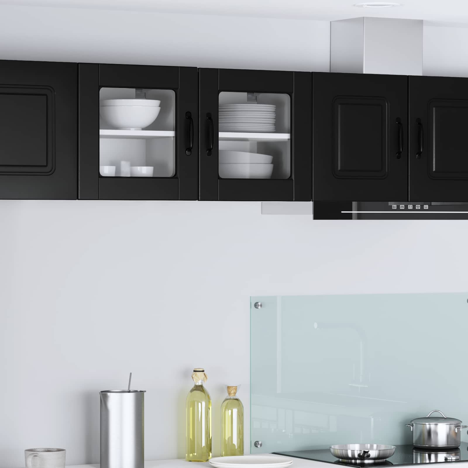 vidaXL Wandglas-Schrank PORTO Schwarz 40 x 31 x 40 cm Holzwerkstoff