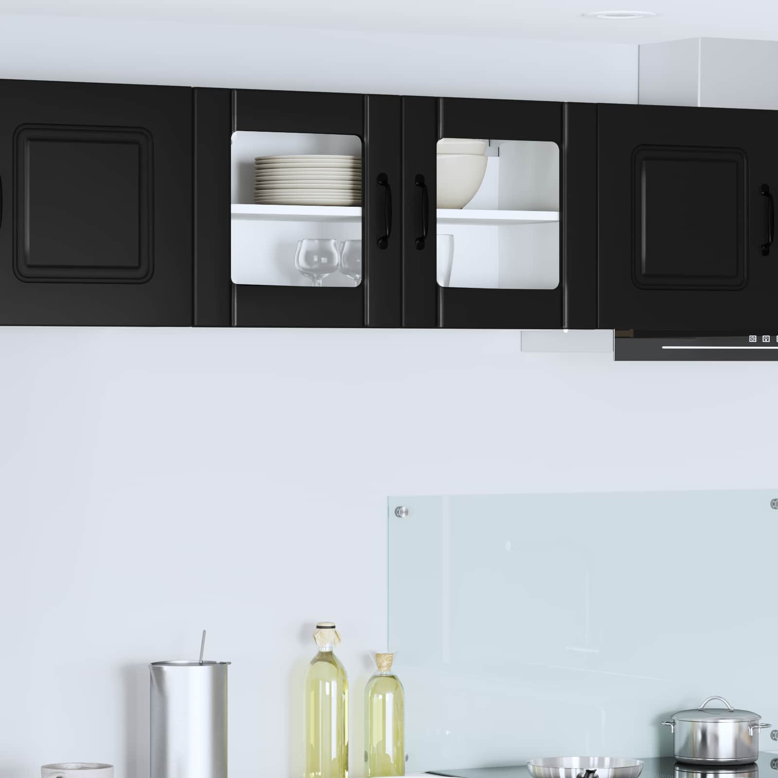 vidaXL Wandglas-Schrank LUCCA Schwarz 80 x 31 x 40 cm Holzwerkstoff