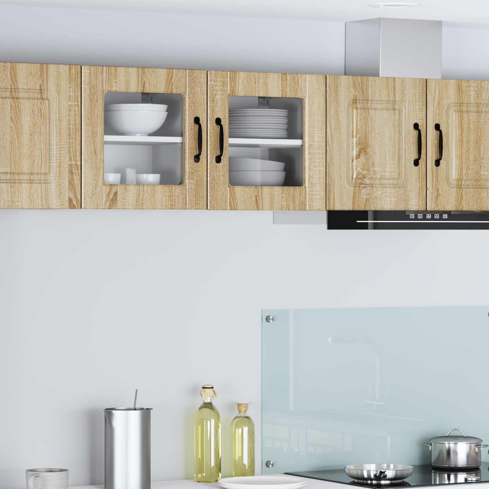vidaXL Wandglas-Schrank PORTO Sonoma-Eiche 40 x 31 x 40 cm