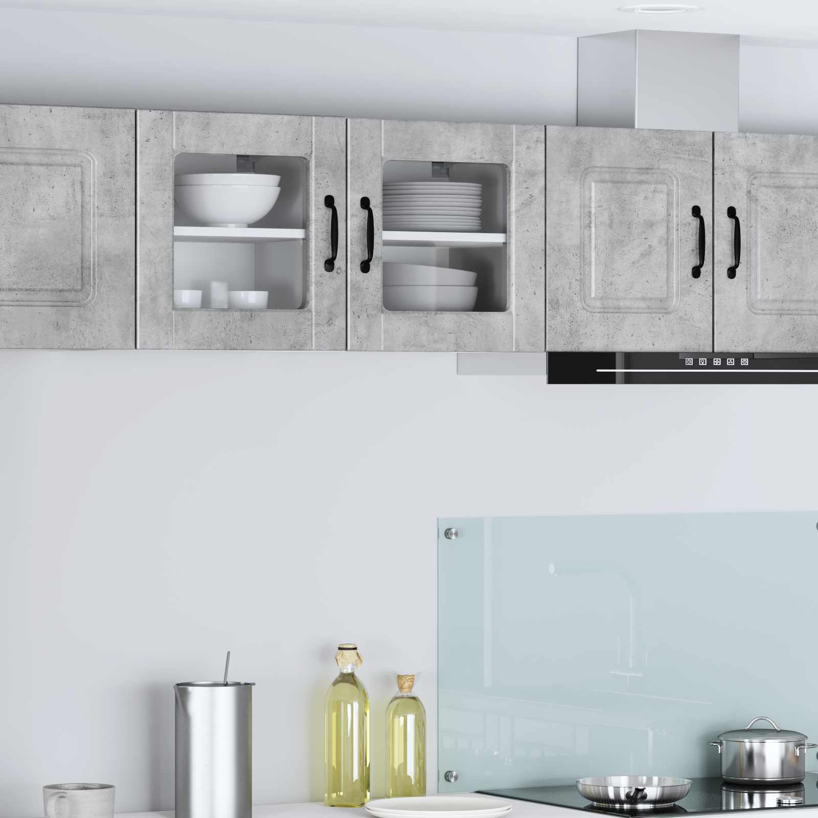 vidaXL Wandglas-Schrank PORTO 2 pcs Beton Grau 40 x 31 x 40 cm