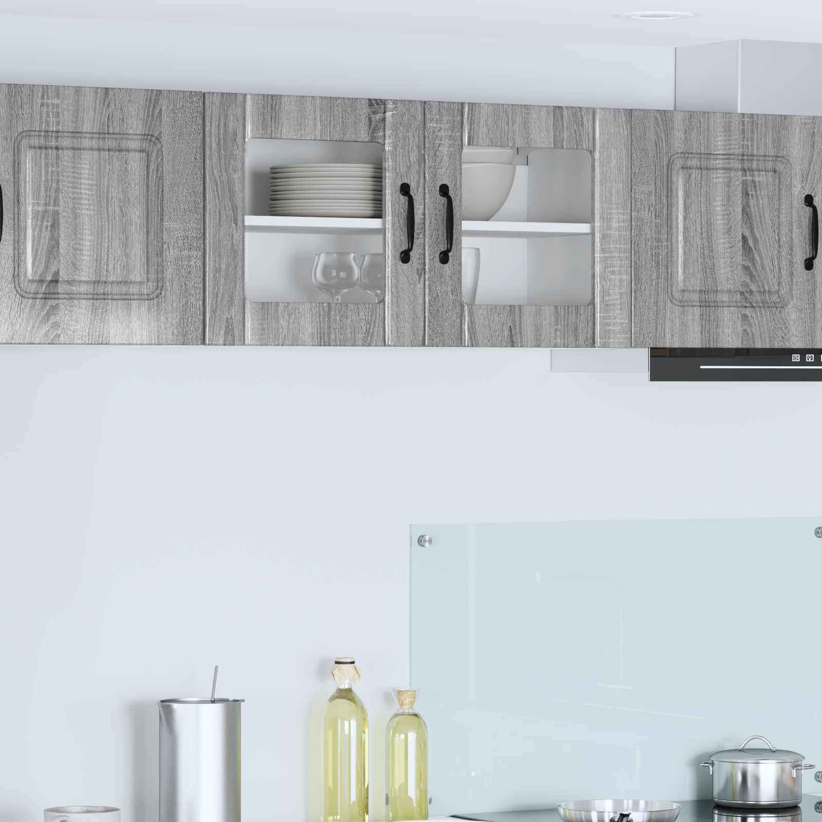 vidaXL Wandglas-Schrank LUCCA Graues Sonoma 80 x 31 x 40 cm