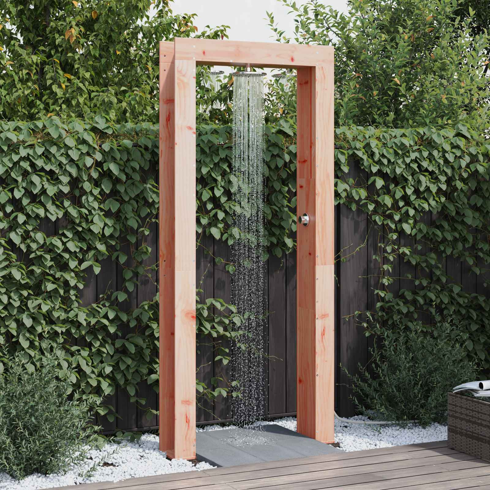 vidaXL Gartendusche 226 cm Massives Douglasholz und Edelstahl Natur