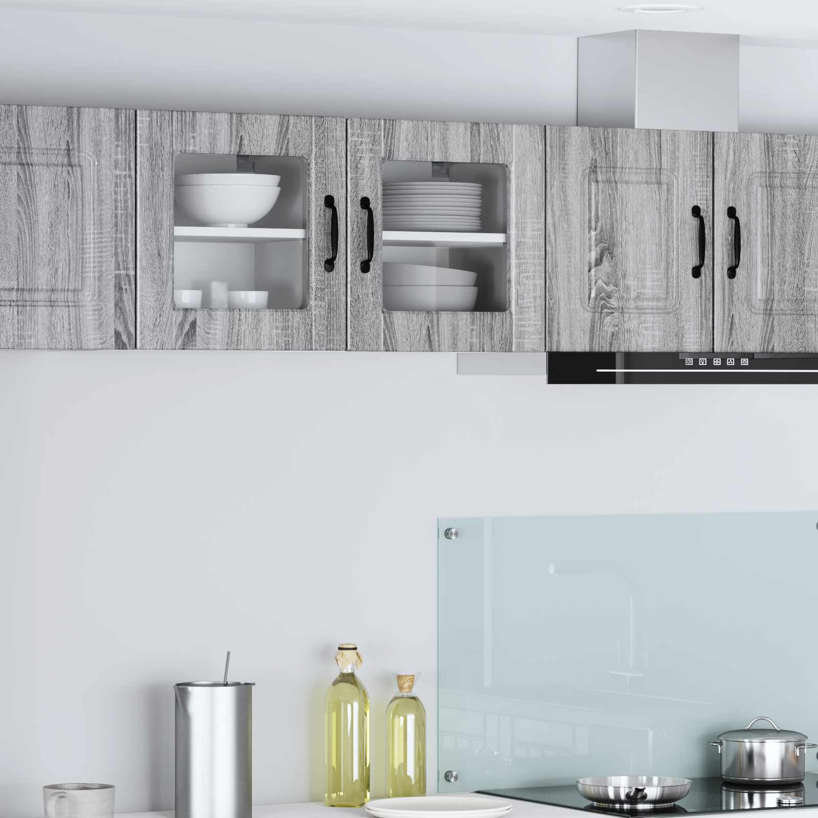 vidaXL Wandglas-Schrank PORTO Graues Sonoma 40 x 31 x 40 cm