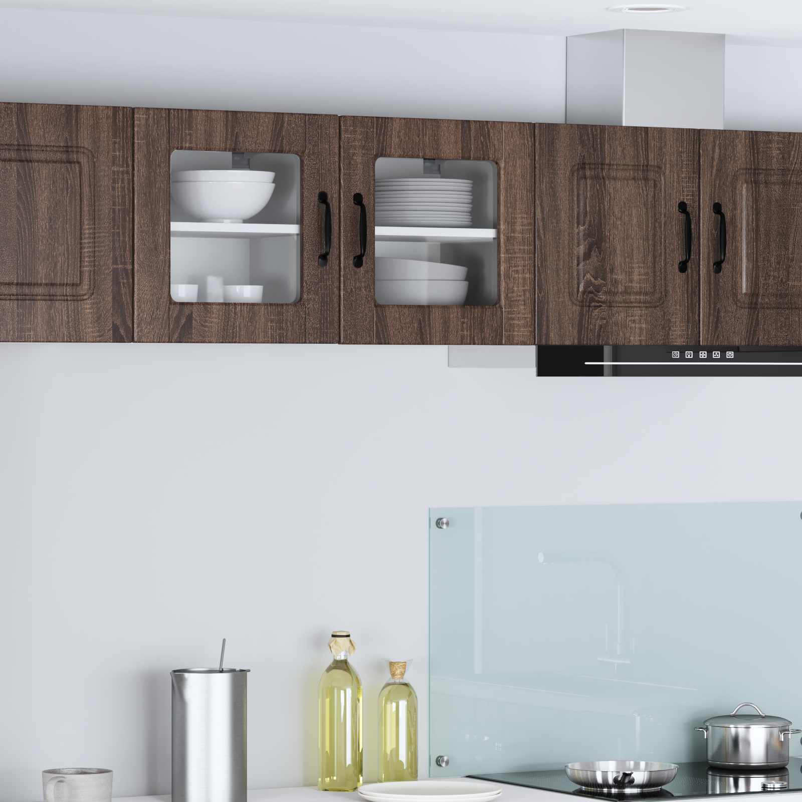 vidaXL Wandglas-Schrank PORTO 2 pcs Braun Eichen-Optik 40 x 31 x 40 cm