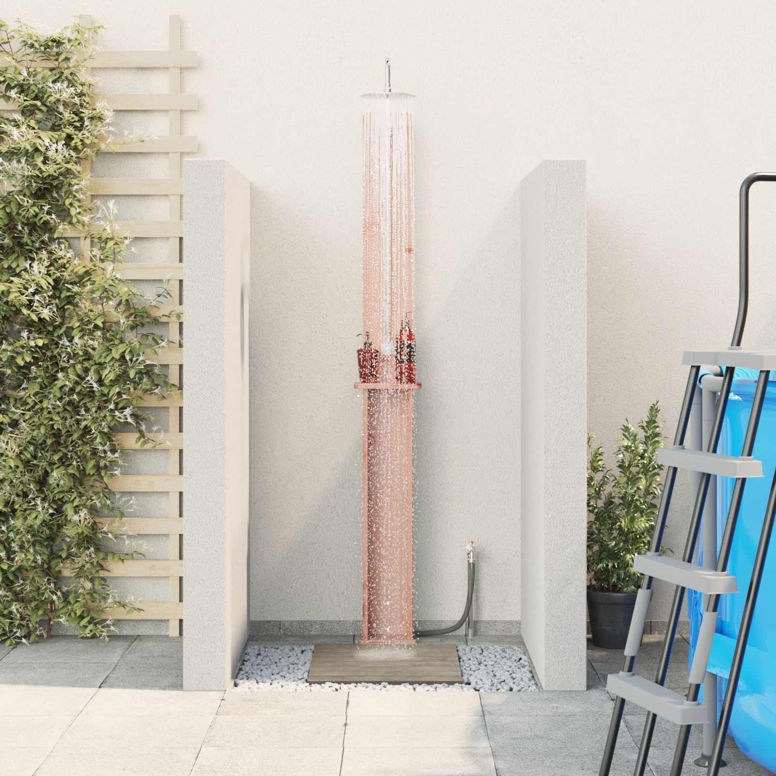 vidaXL Gartendusche 246 cm Massives Douglasholz und Edelstahl Natur