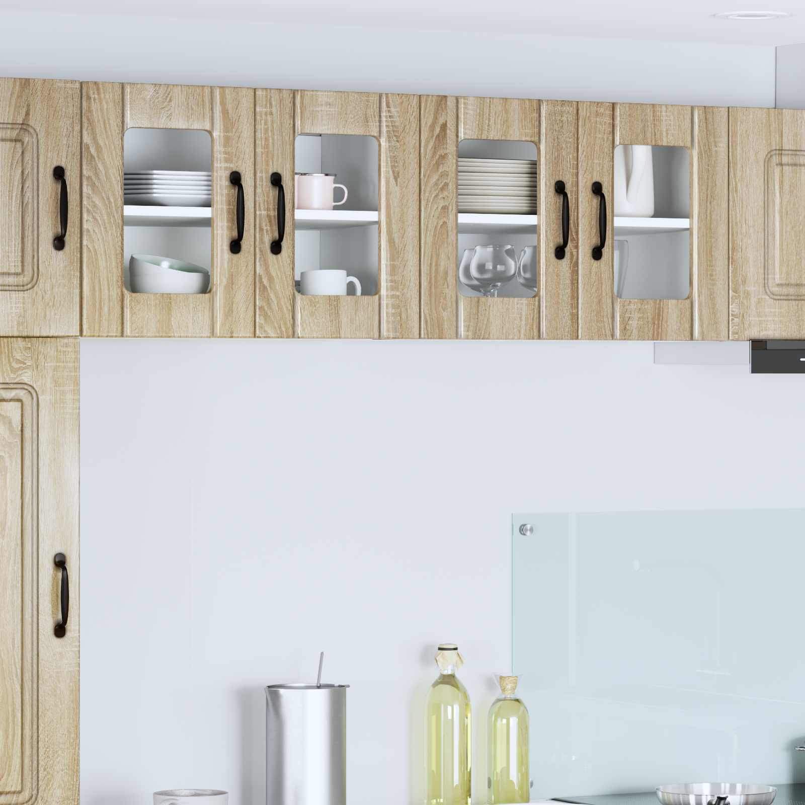vidaXL Wandglas-Schrank LUCCA 2 pcs Sonoma-Eiche 60 x 31 x 40 cm