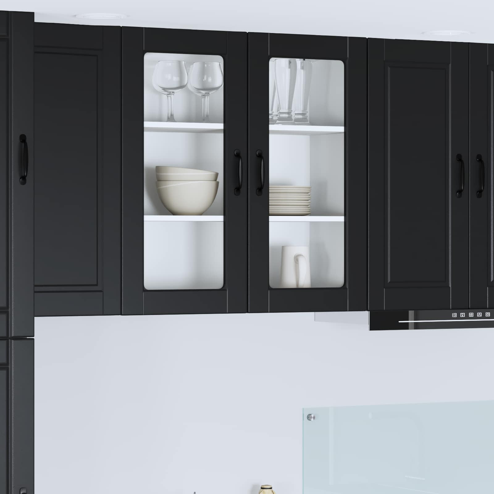 vidaXL Wandglas-Schrank PORTO Schwarz 80 x 31 x 80 cm Holzwerkstoff