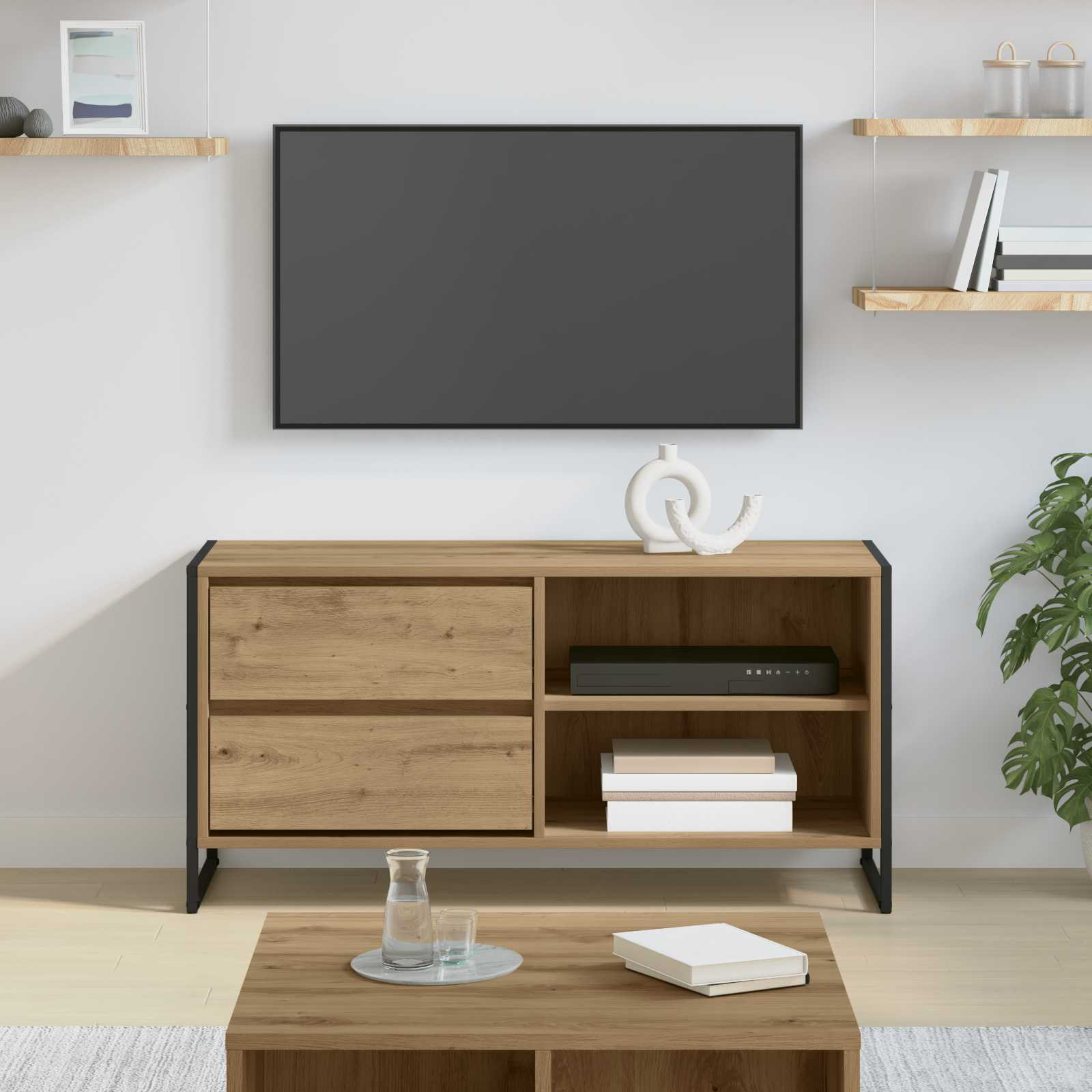 vidaXL TV-Schränk 100 x 36 x 49,5 cm Kunsthandwerk Eiche Holzwerkstoff