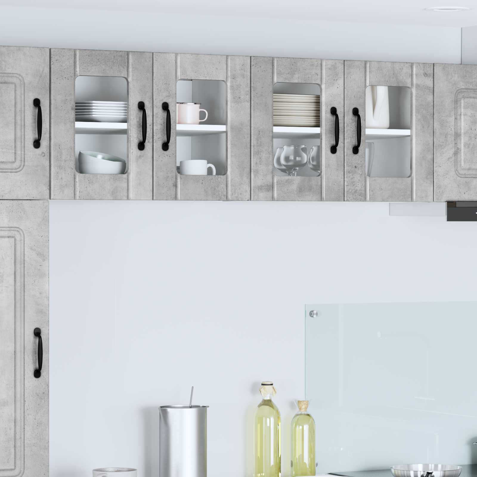 vidaXL Wandglas-Schrank LUCCA 2 pcs Betongrau 60 x 31 x 40 cm