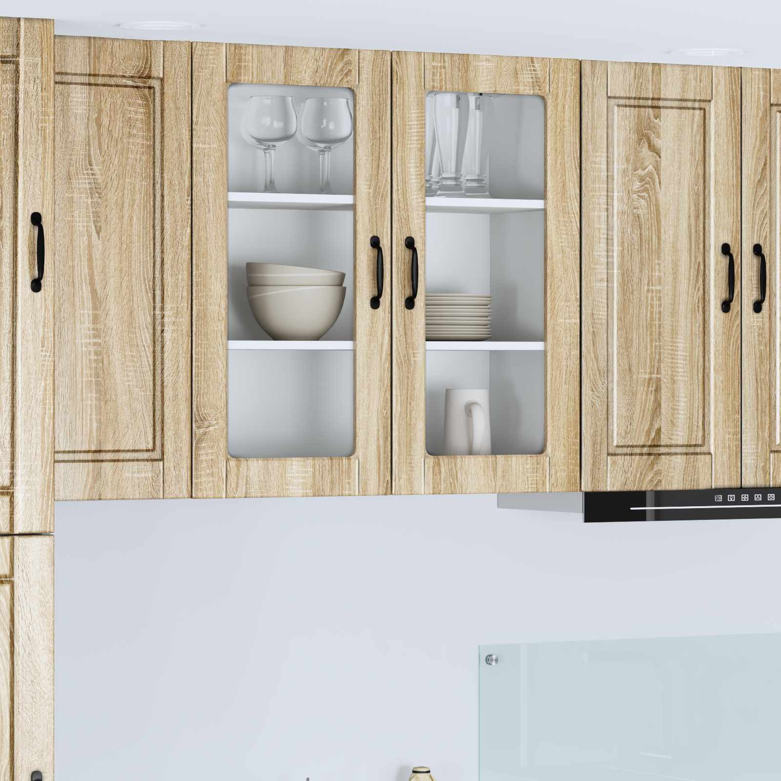 vidaXL Wandglas-Schrank PORTO Sonoma-Eiche 80 x 31 x 80 cm
