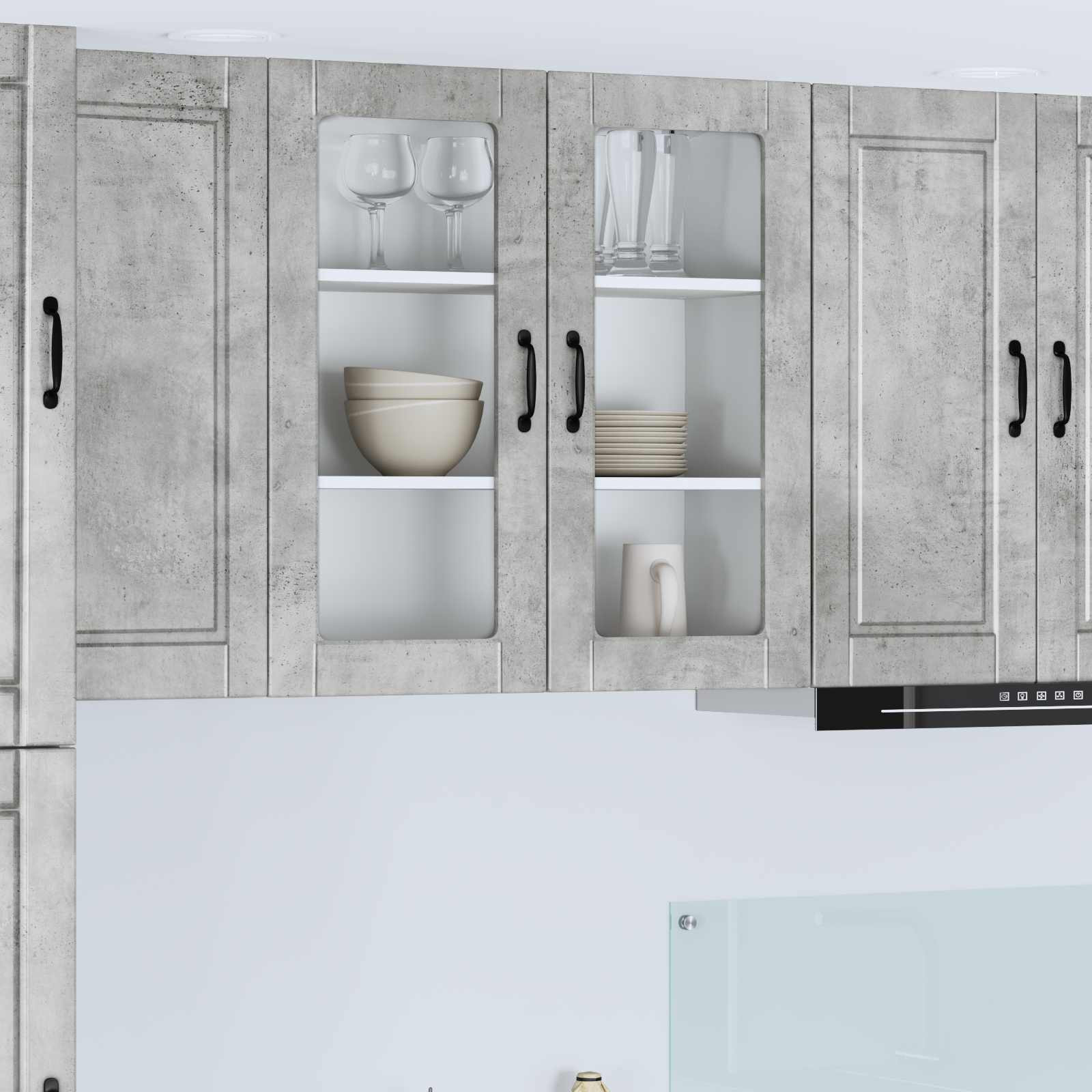 vidaXL Wandglas-Schrank PORTO Beton Grau 80 x 31 x 80 cm Holzwerkstoff