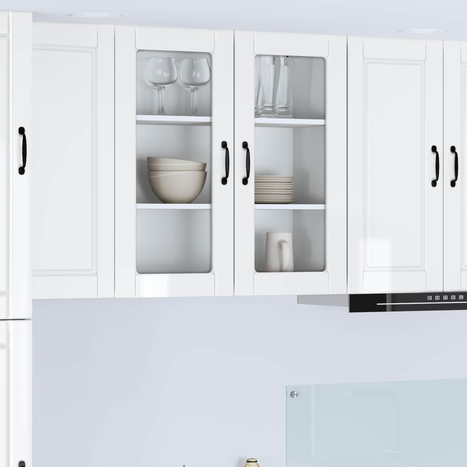 vidaXL Wandglas-Schrank PORTO Hochglanz Weiß 80 x 31 x 80 cm