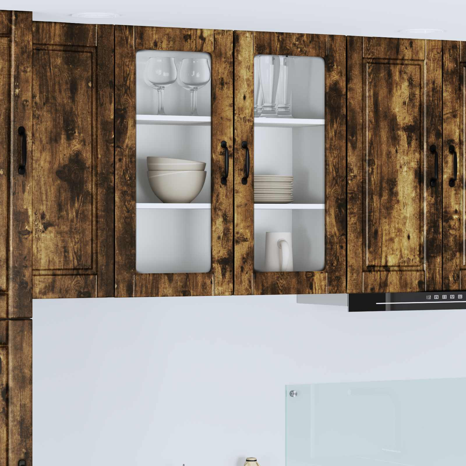 vidaXL Wandglas-Schrank PORTO Geräucherte Eiche 80 x 31 x 80 cm
