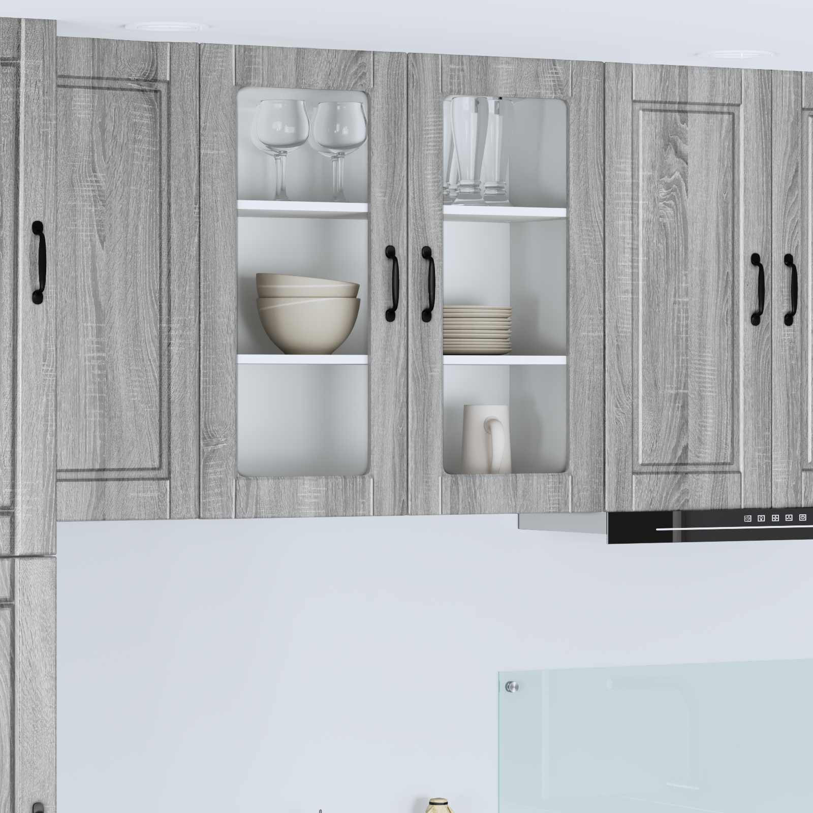 vidaXL Wandglas-Schrank PORTO Graues Sonoma 80 x 31 x 80 cm
