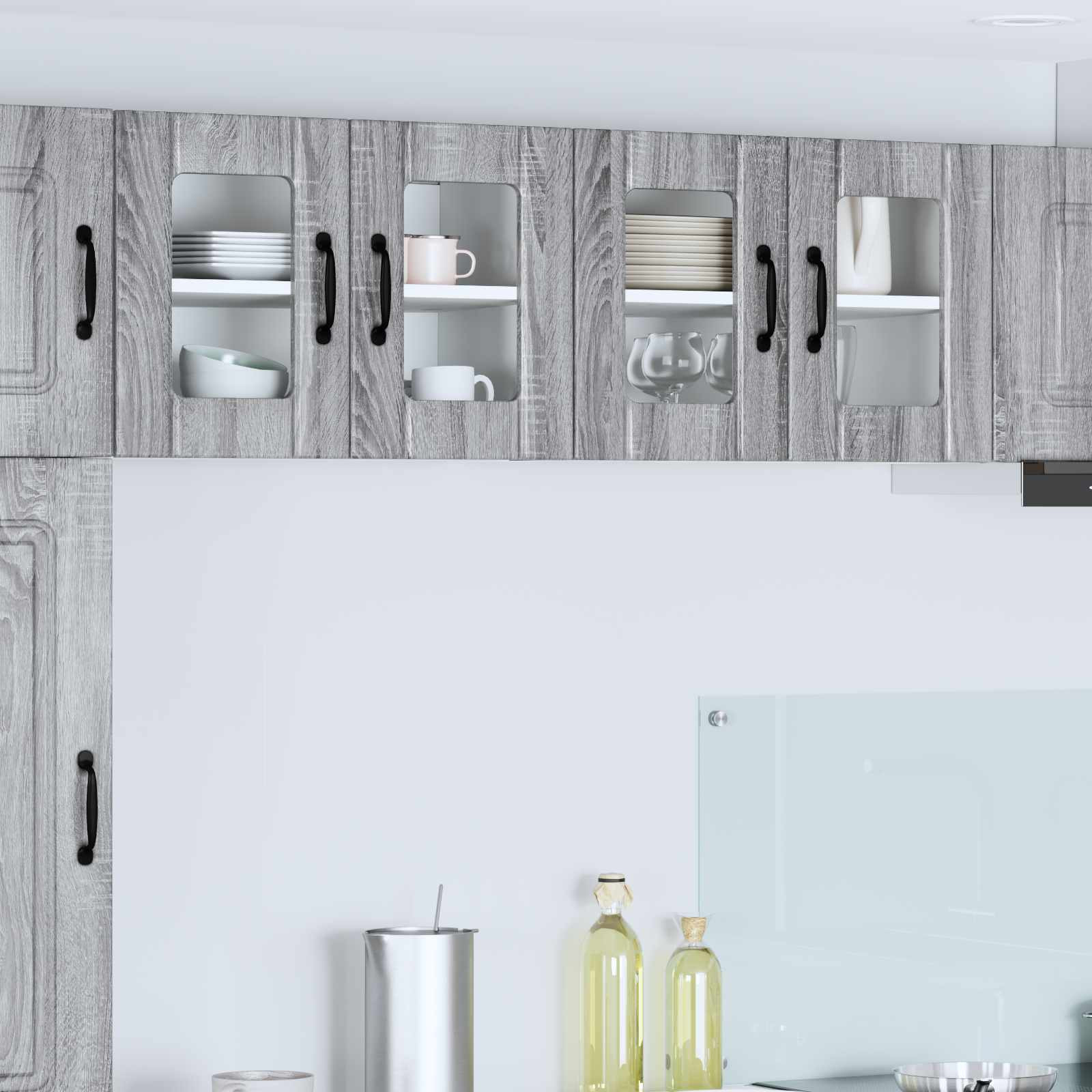 vidaXL Wandglas-Schrank LUCCA Graues Sonoma 60 x 31 x 40 cm