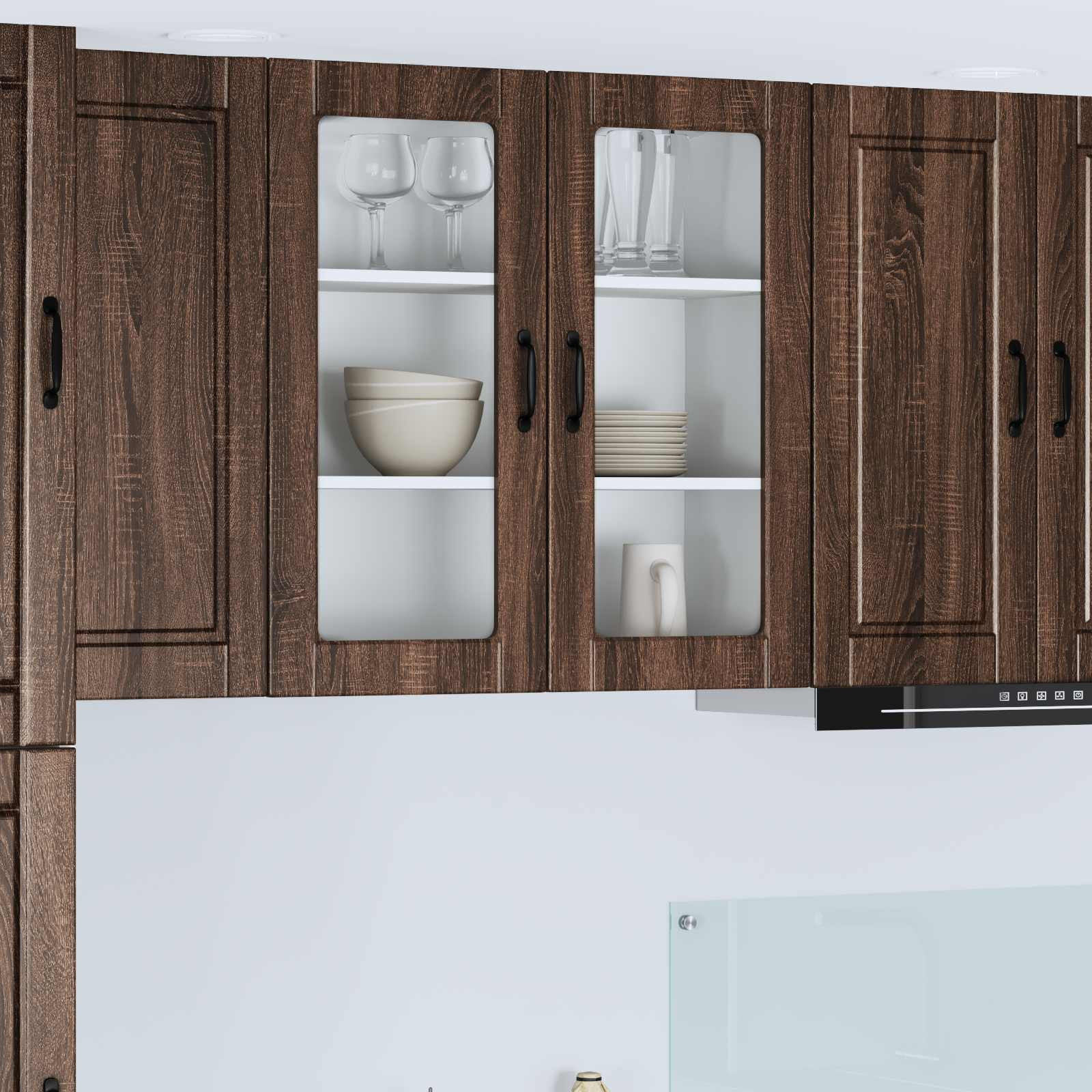 vidaXL Wandglas-Schrank PORTO Braun Eichen-Optik 80 x 31 x 80 cm