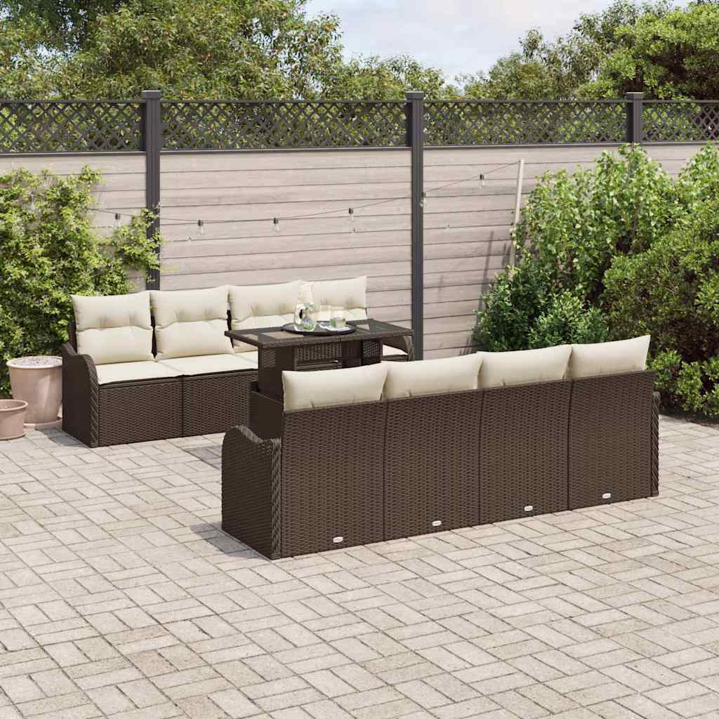 vidaXL Gartensofa-set mit Kissen 7 pcs Braun Poly-Rattan