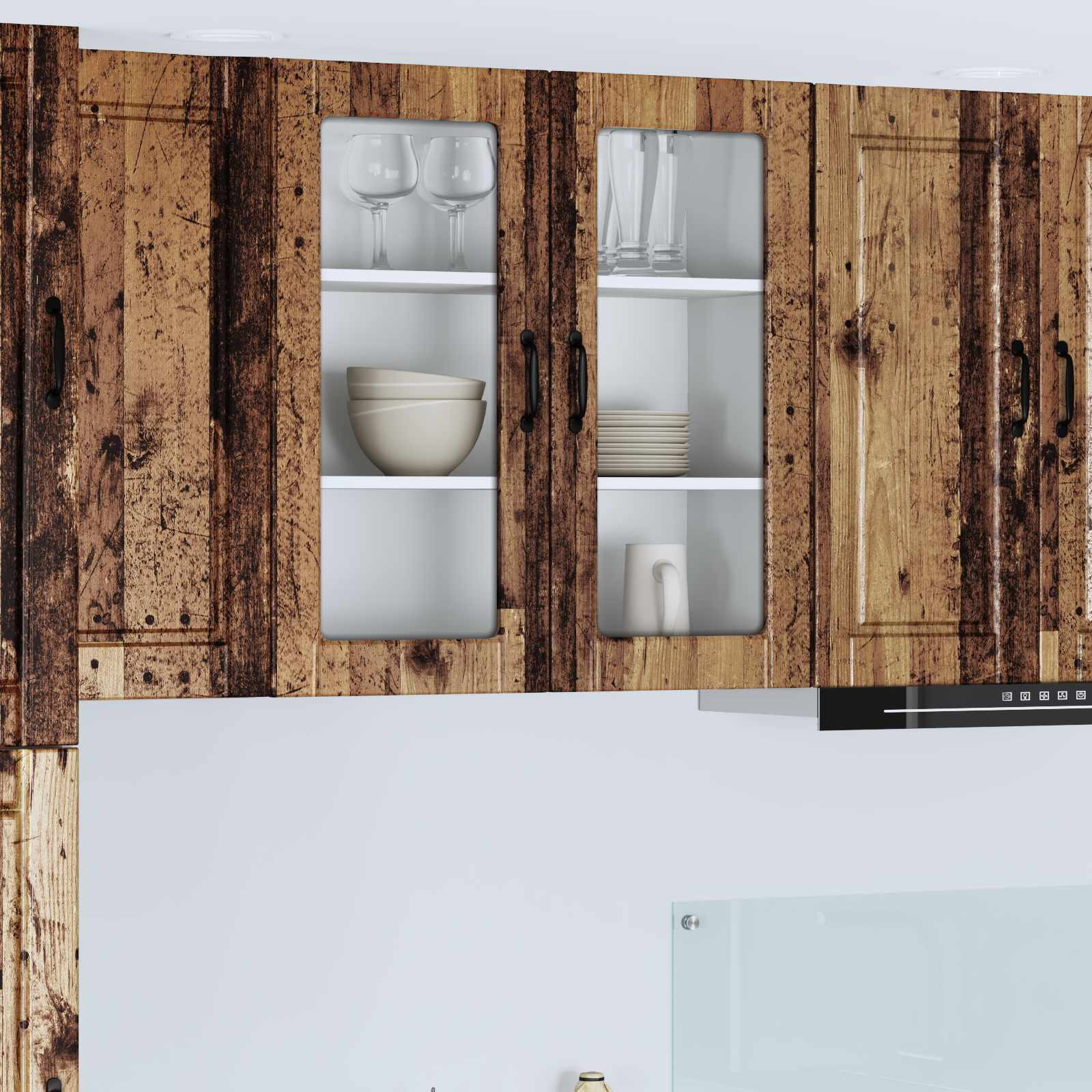vidaXL Wandglas-Schrank PORTO Altholz 80 x 31 x 80 cm Holzwerkstoff
