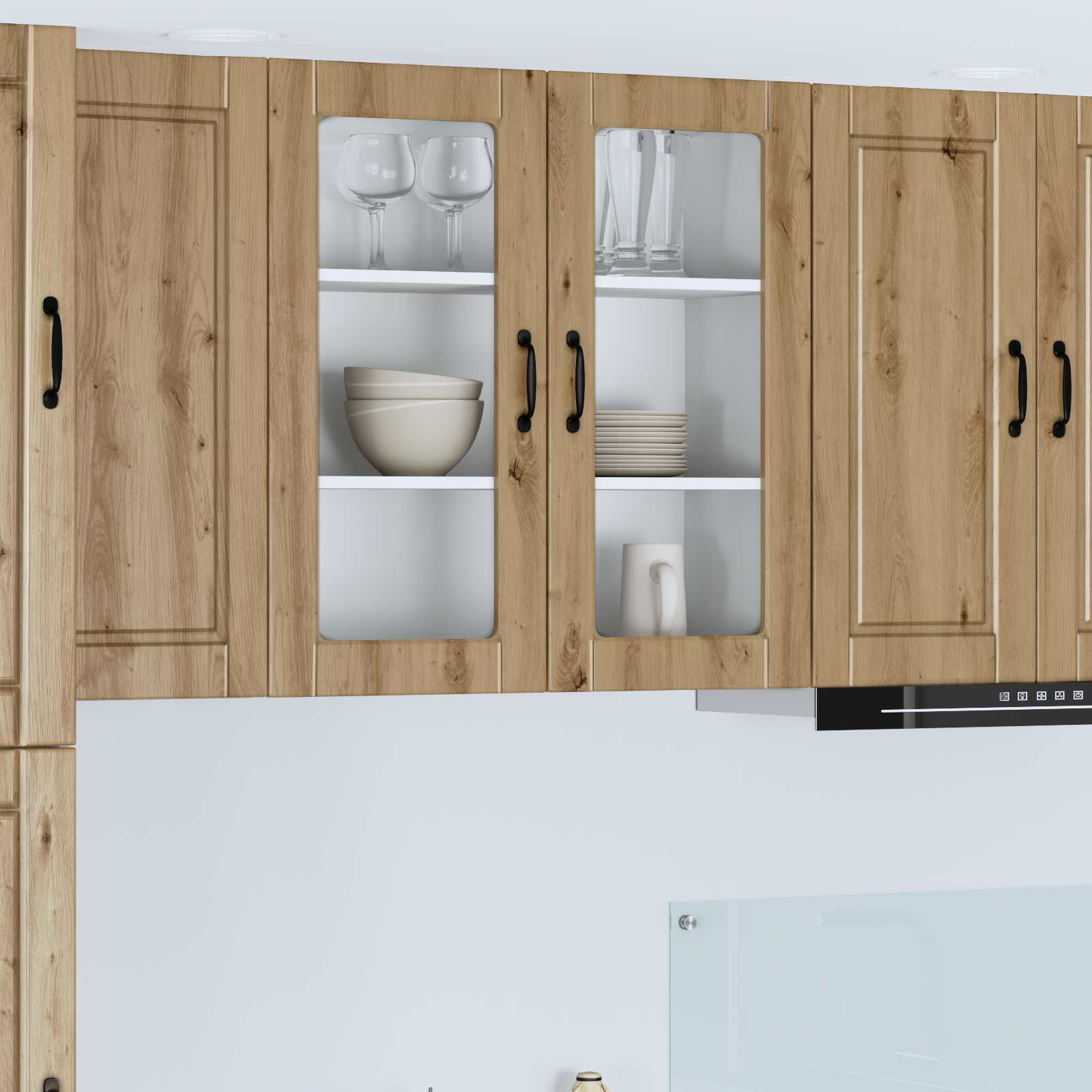 vidaXL Wandglas-Schrank PORTO Artisan-Eiche 80 x 31 x 80 cm