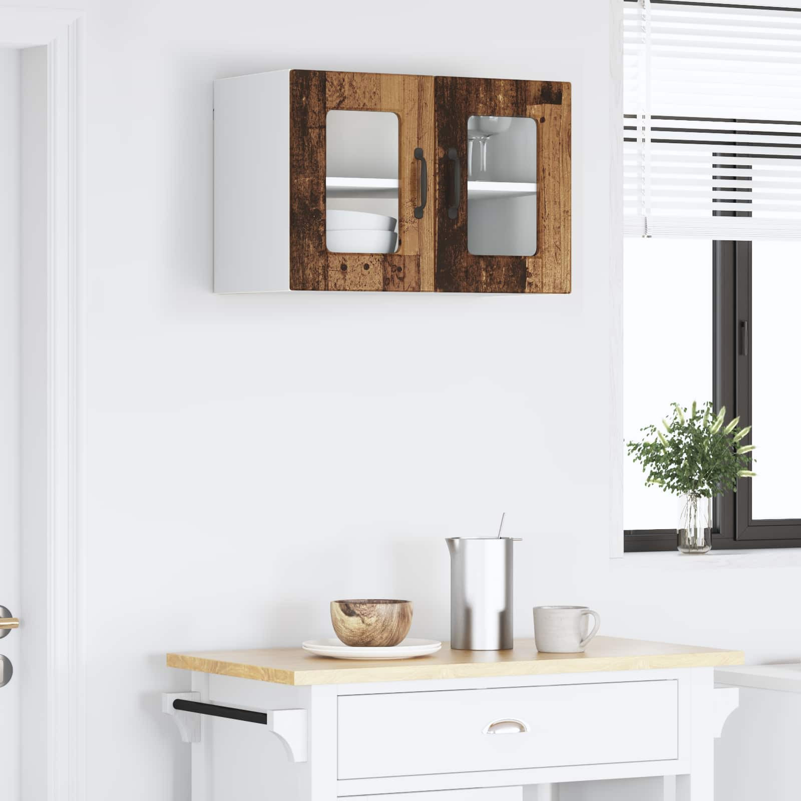 vidaXL Wandglas-Schrank LUCCA Altholz 60 x 31 x 40 cm Holzwerkstoff