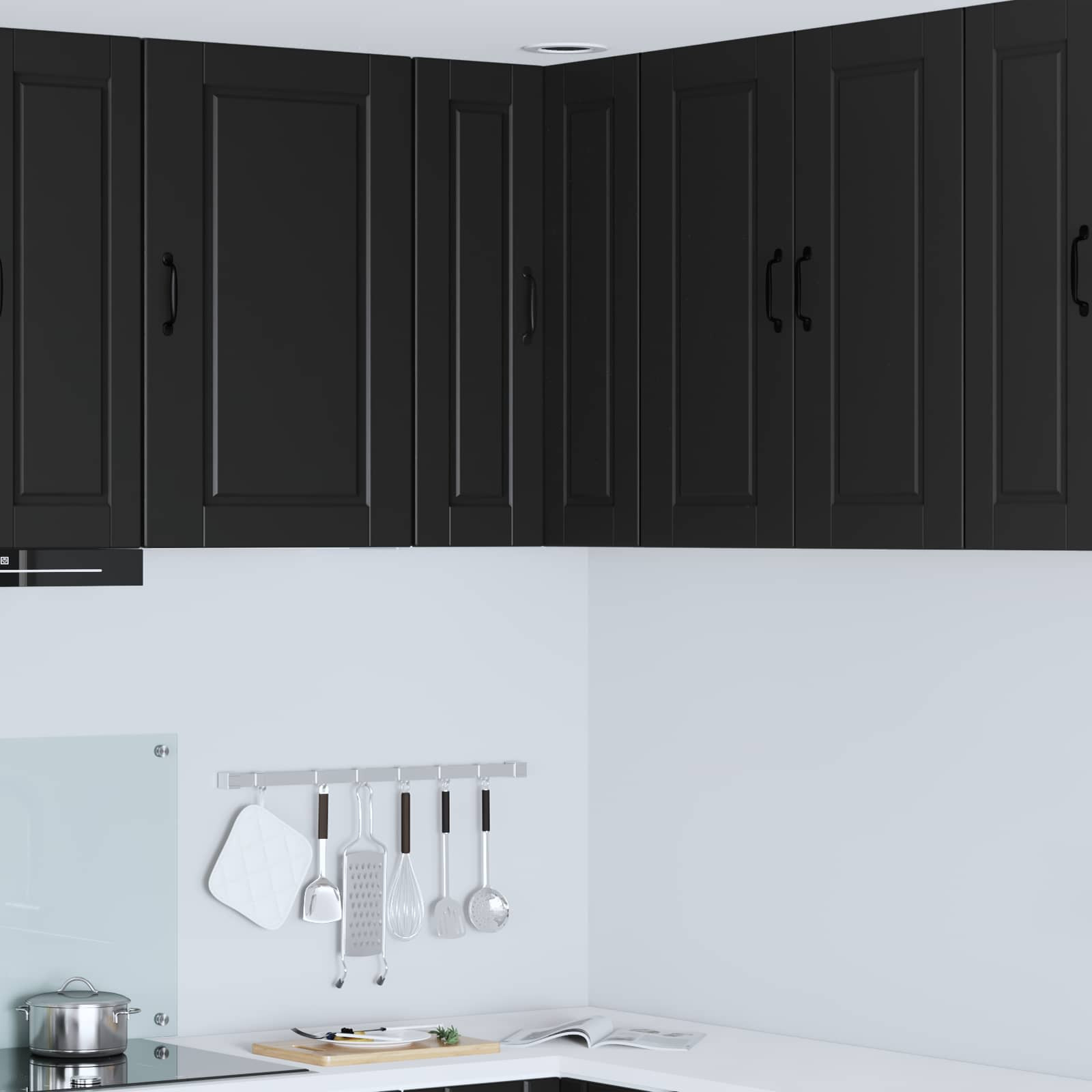 vidaXL Wand-Eckschrank PORTO Schwarz 57 x 57 x 80 cm Holzwerkstoff