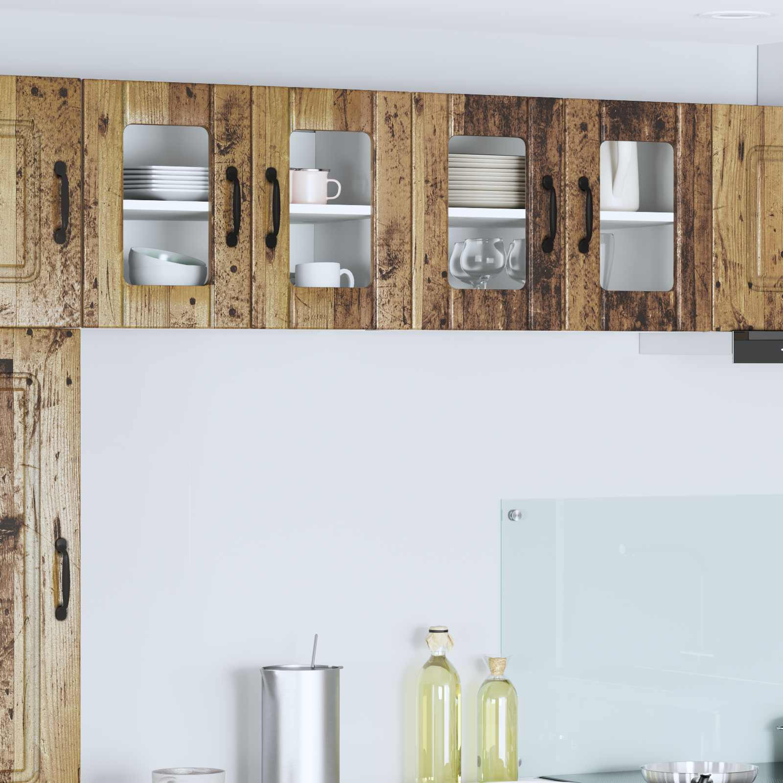 vidaXL Wandglas-Schrank LUCCA 2 pcs Altholz 60 x 31 x 40 cm